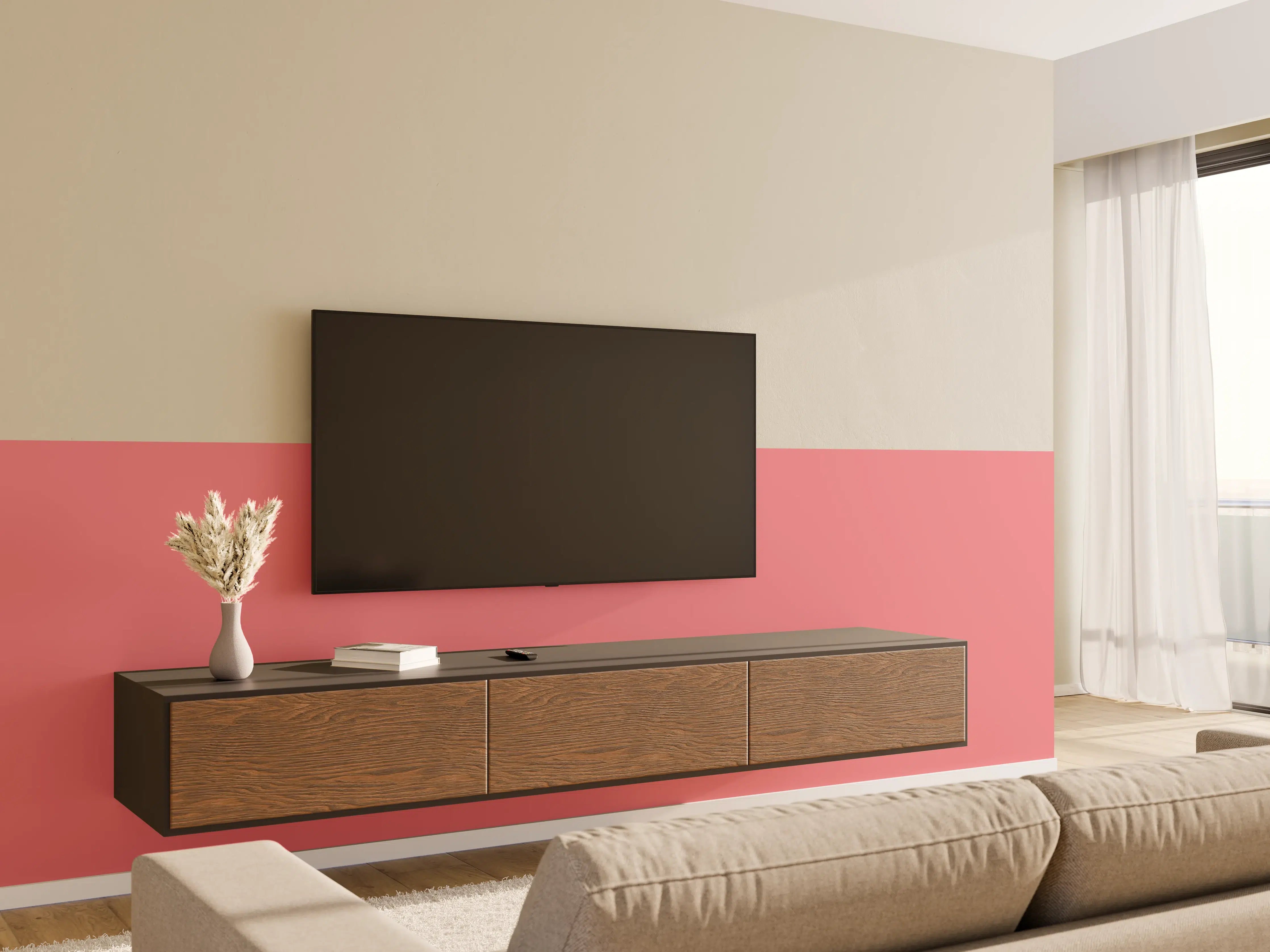 Wandverkleidung Wohnzimmer - RAL 3014 (Altrosa)