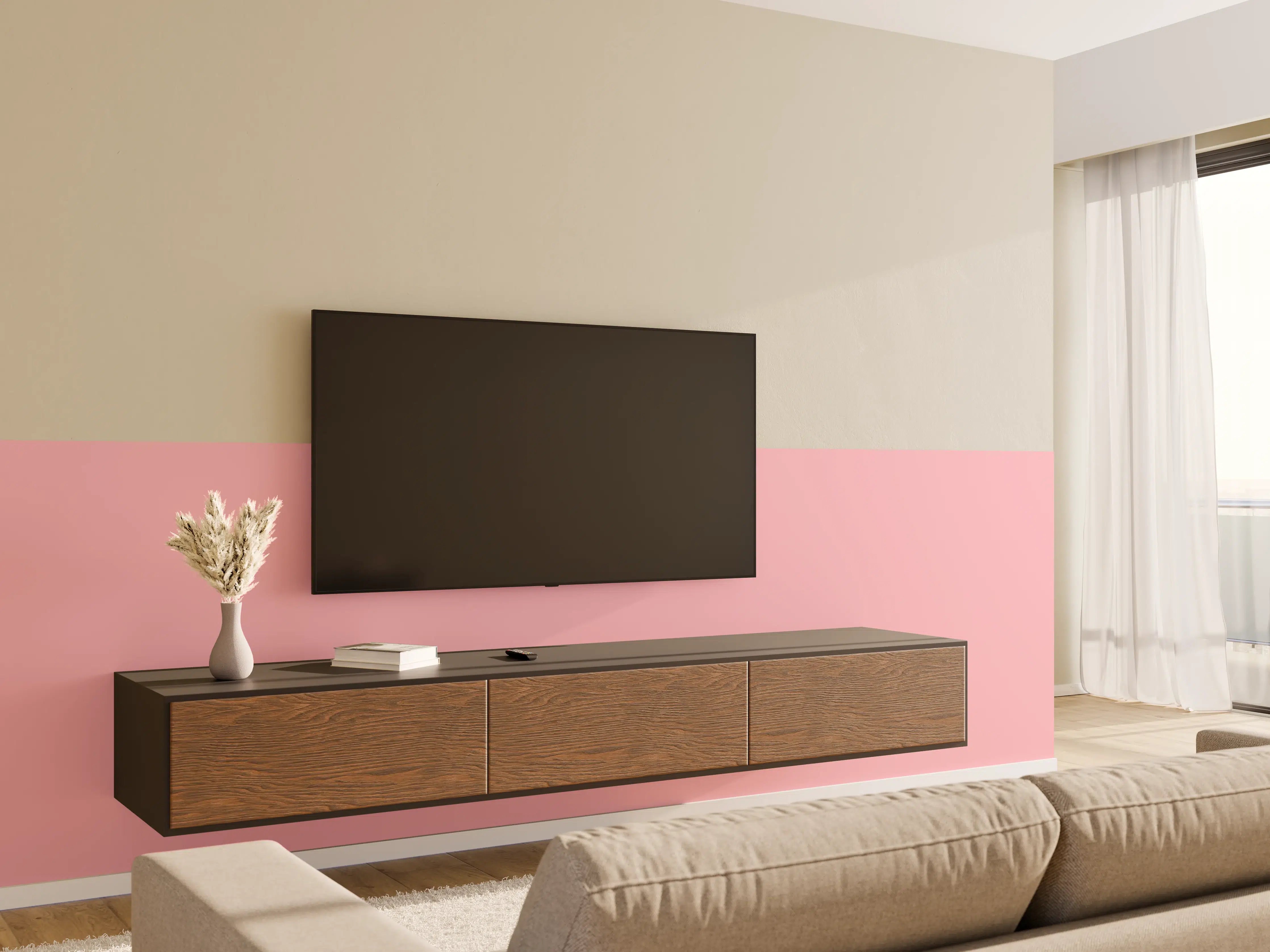 Wandverkleidung Wohnzimmer - RAL 3015 (Hellrosa)