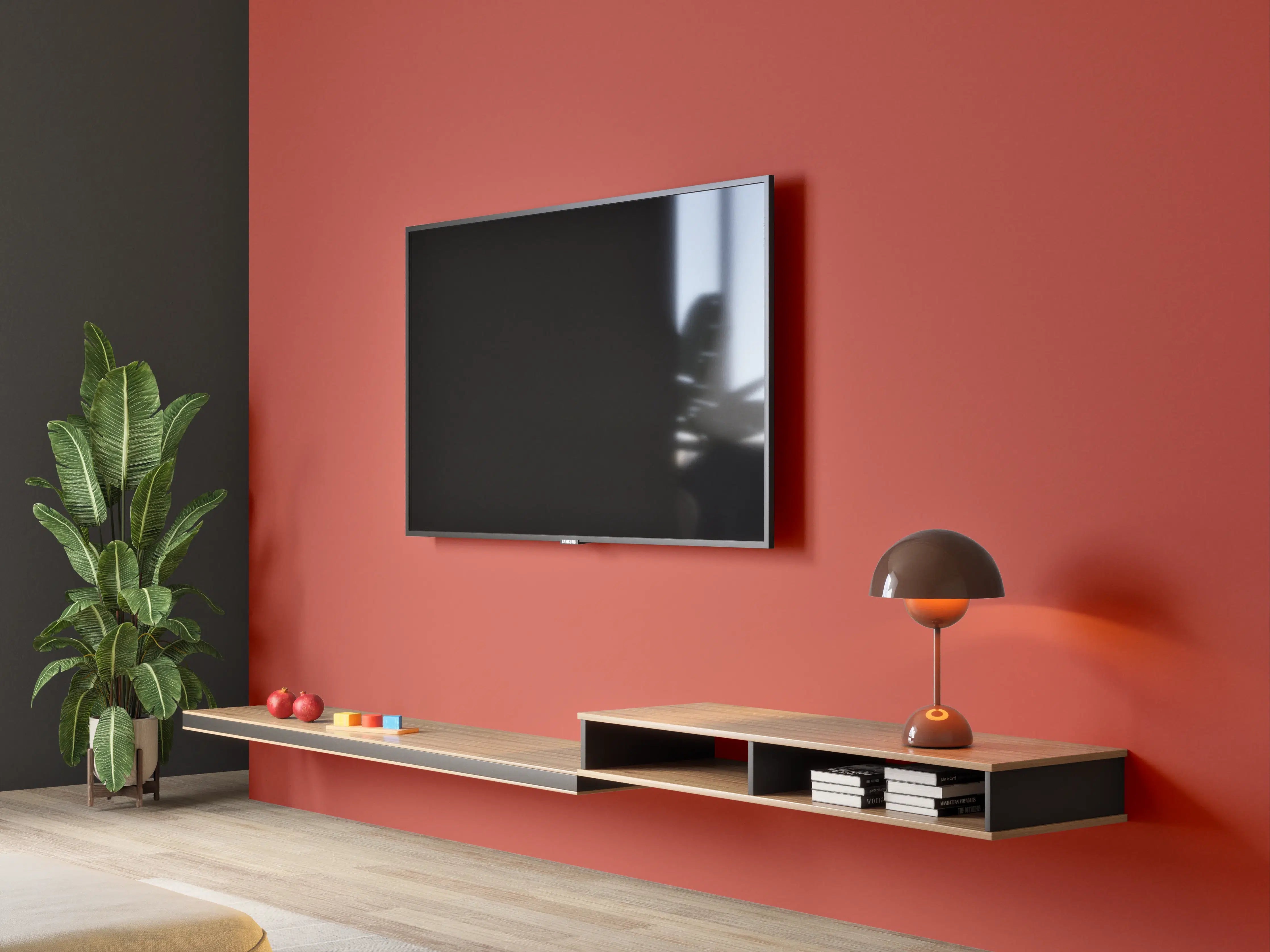 Wandverkleidung Wohnzimmer - RAL 3016 (Korallenrot)