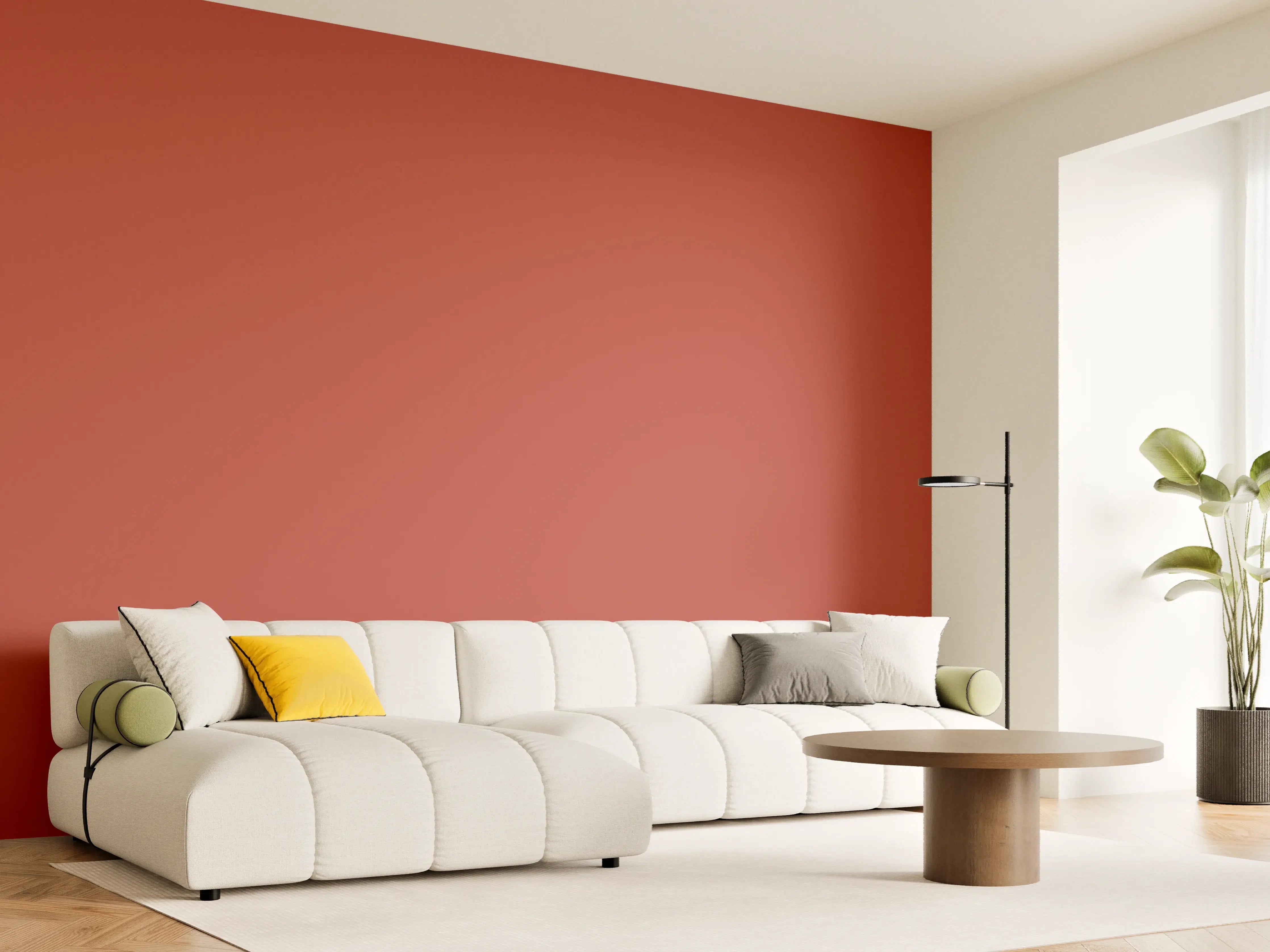 Wandverkleidung Wohnzimmer - RAL 3016 (Korallenrot)
