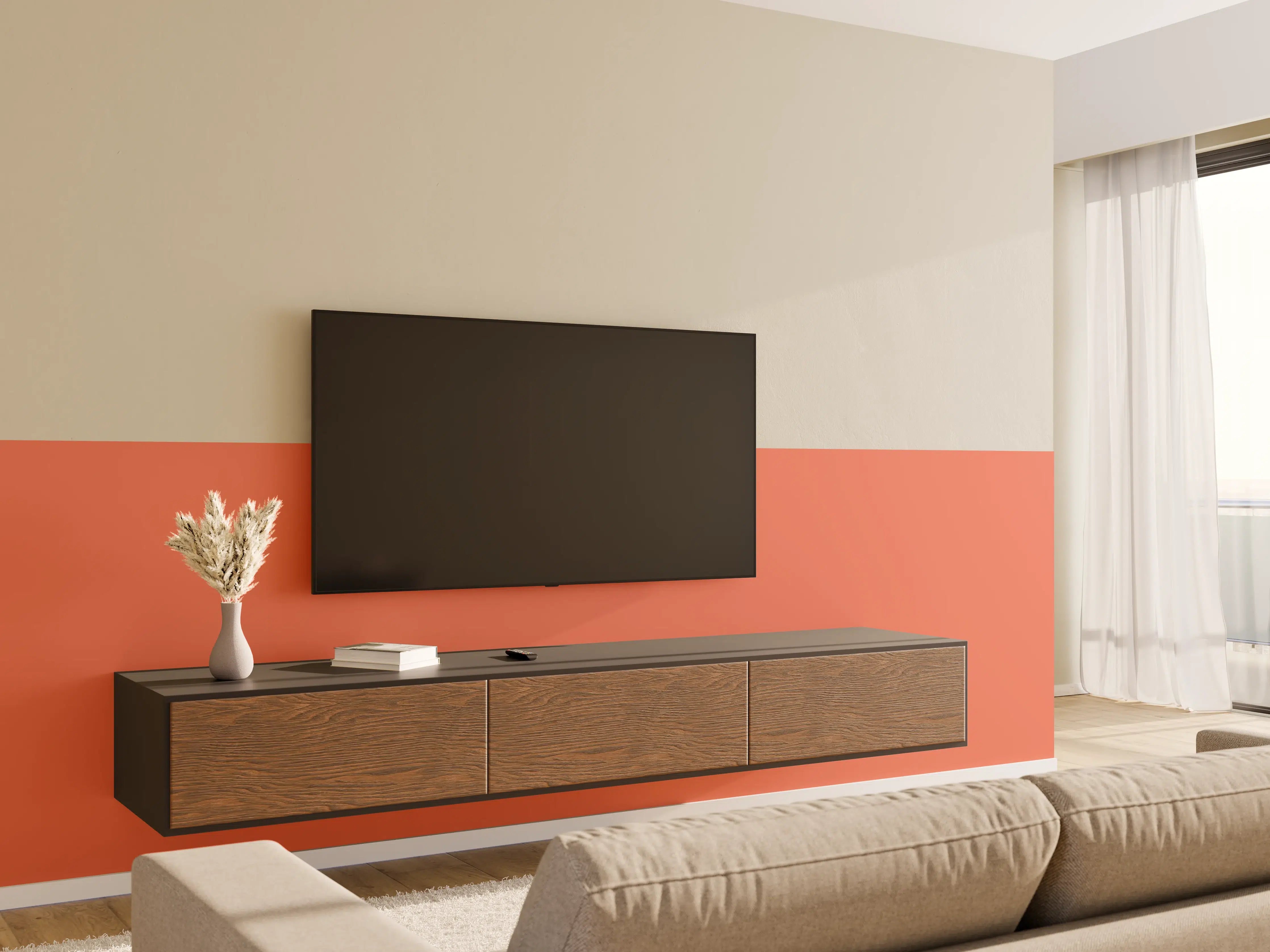 Wandverkleidung Wohnzimmer - RAL 3022 (Lachsrosa)