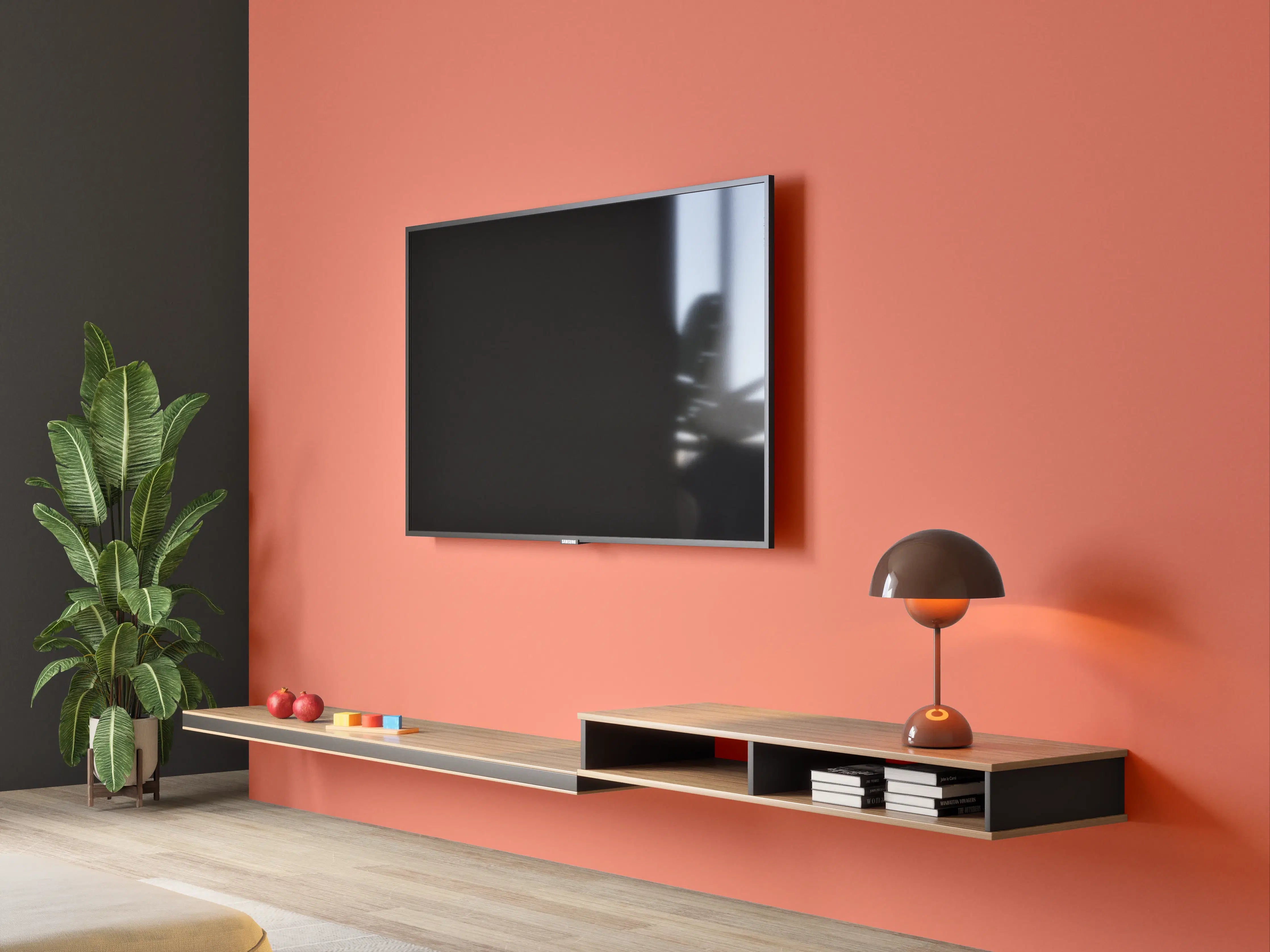 Wandverkleidung Wohnzimmer - RAL 3022 (Lachsrosa)
