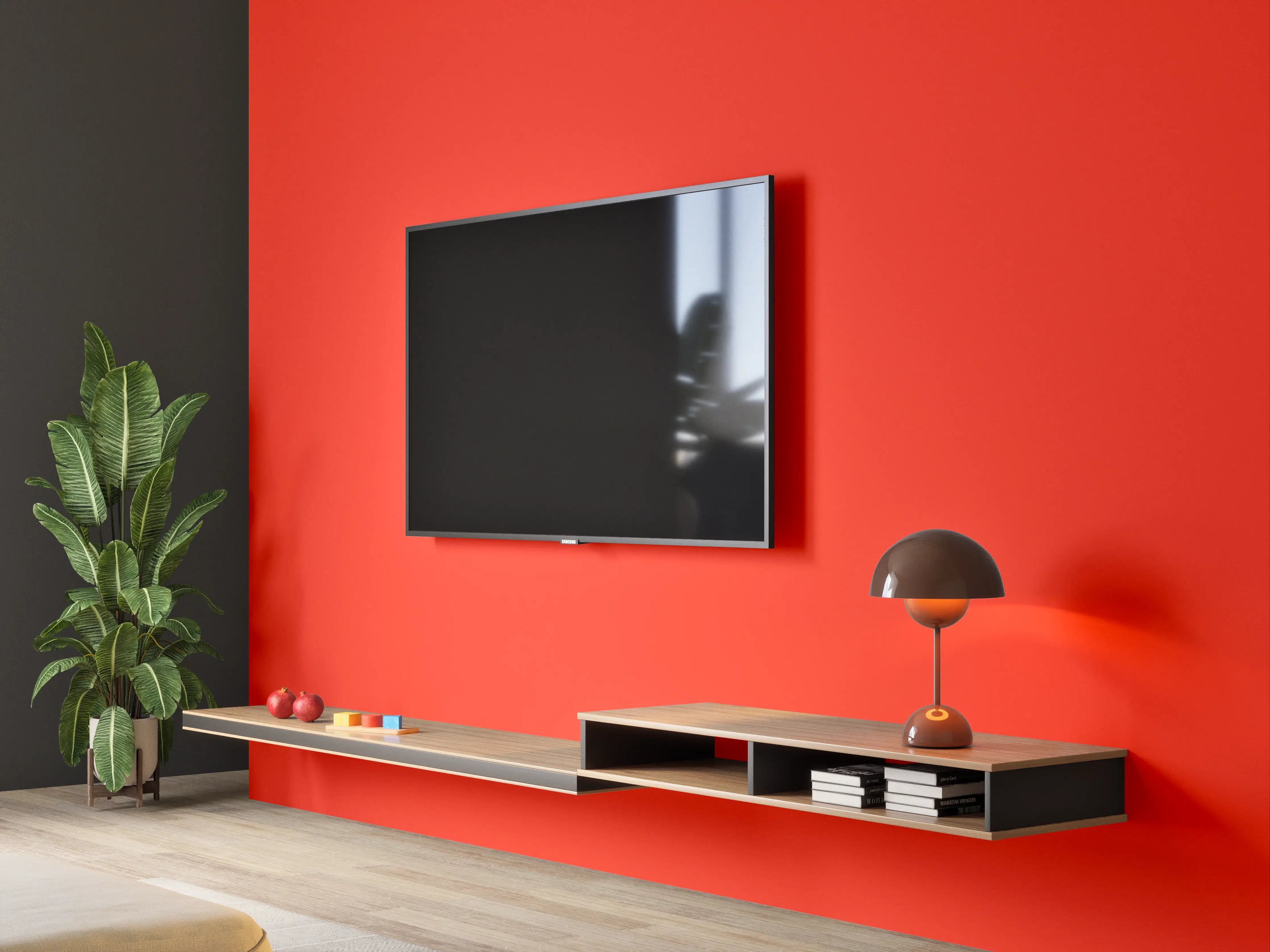 Wandverkleidung Wohnzimmer - RAL 3028 (Reines Rot)