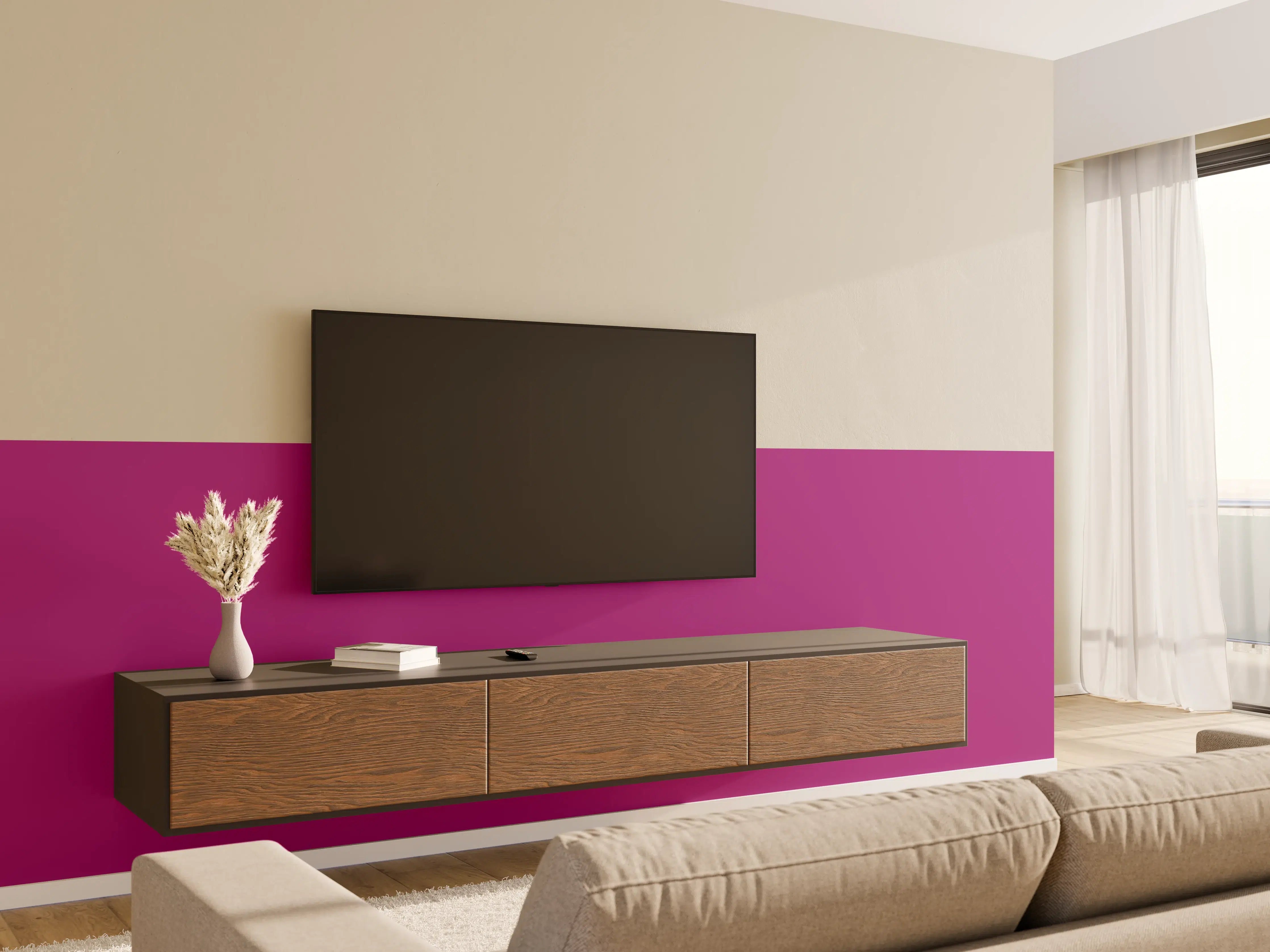Wandverkleidung Wohnzimmer - RAL 4006 (Verkehrsviolett)