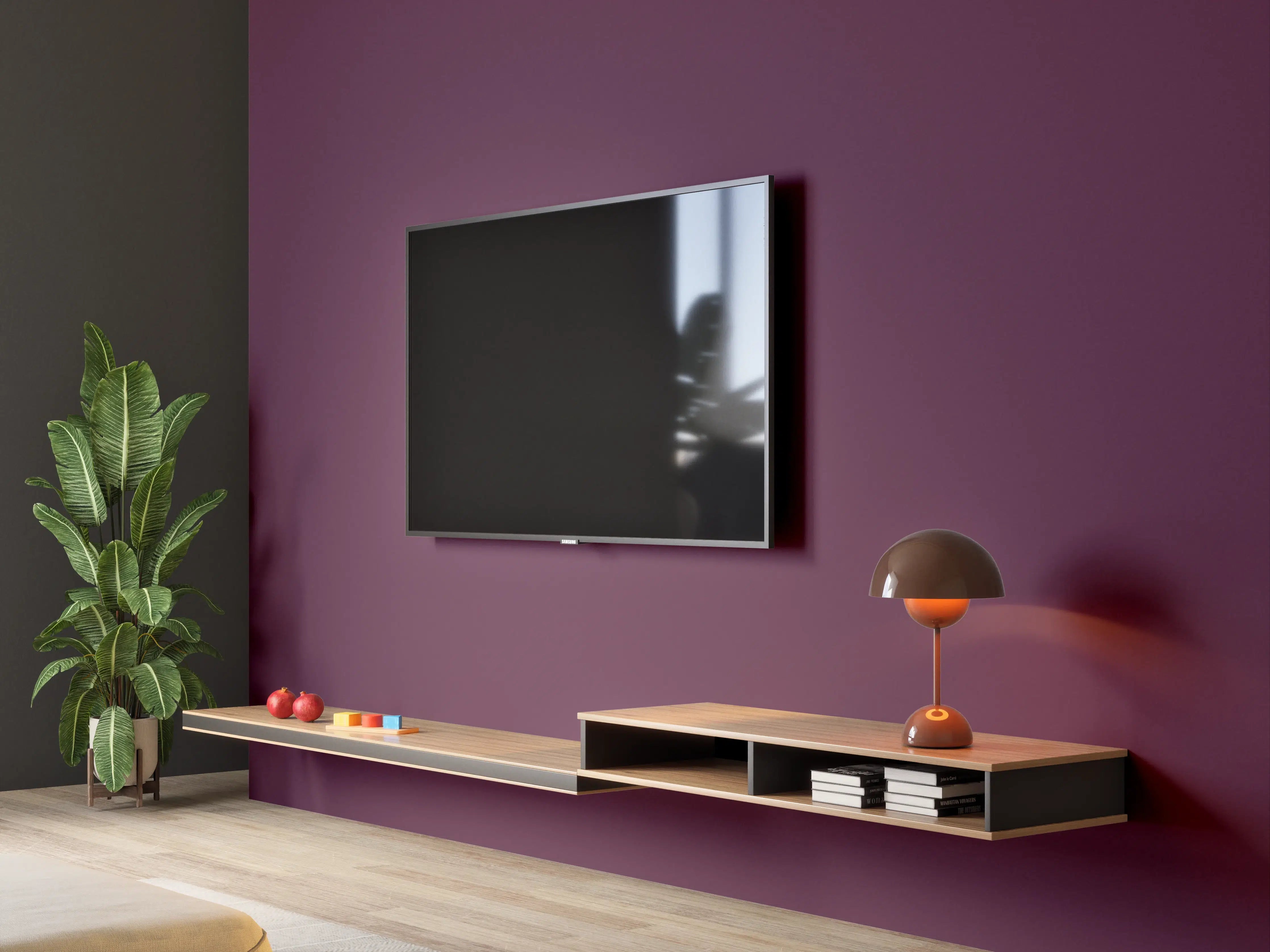 Wandverkleidung Wohnzimmer - RAL 4007 (Purpurviolett)