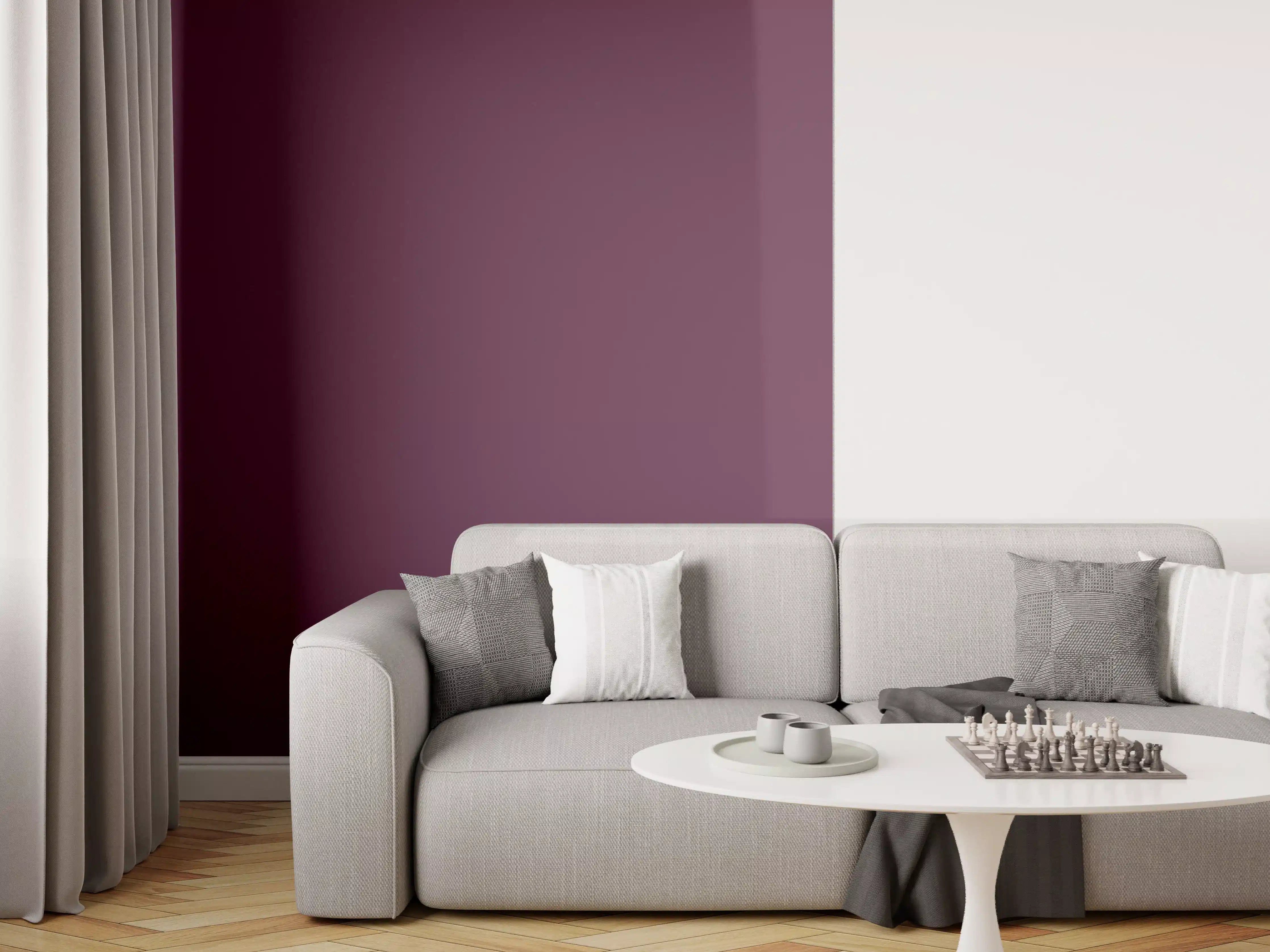 Wandverkleidung Wohnzimmer - RAL 4007 (Purpurviolett)