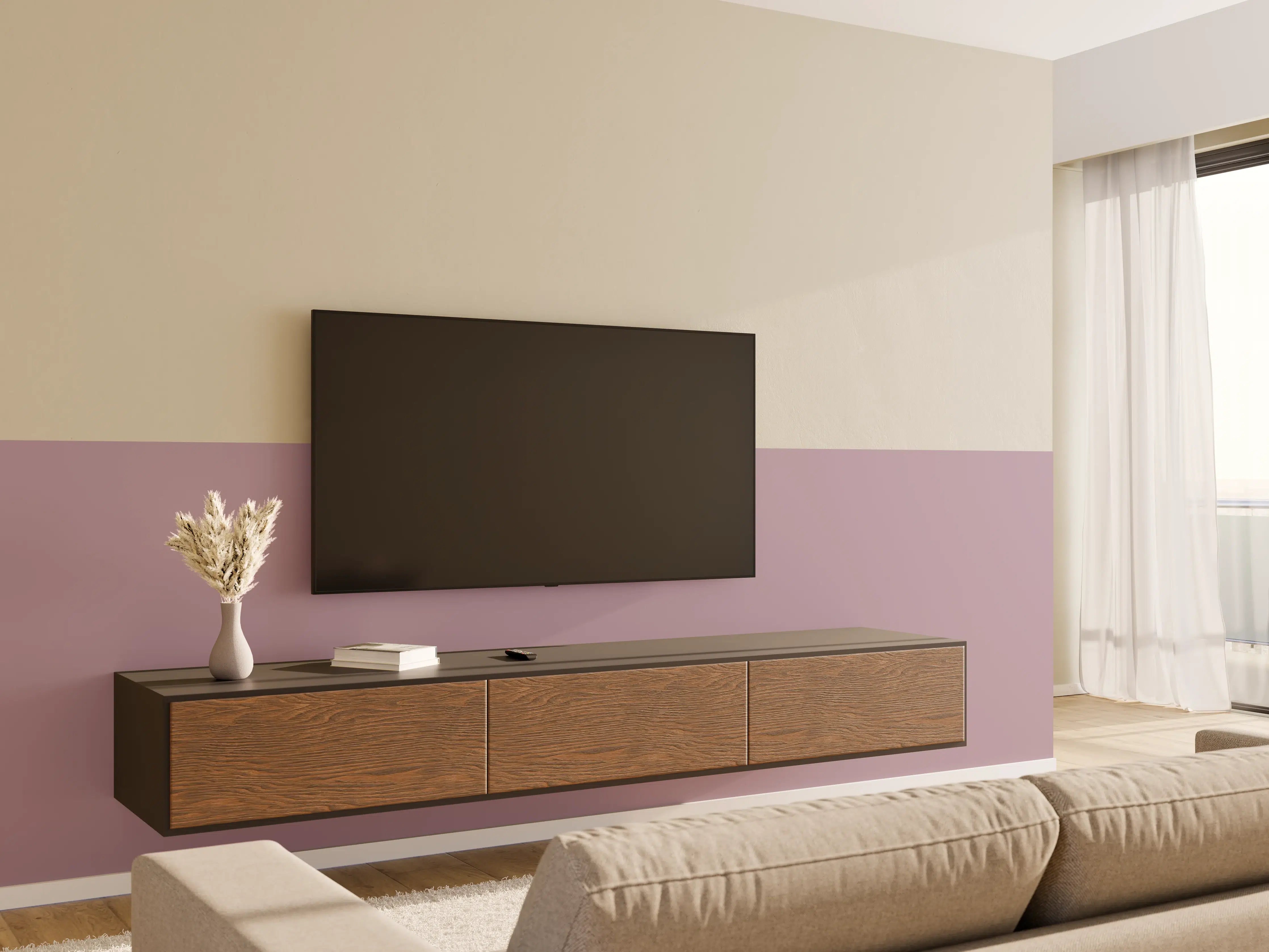 Wandverkleidung Wohnzimmer - RAL 4009 (Pastellviolett)
