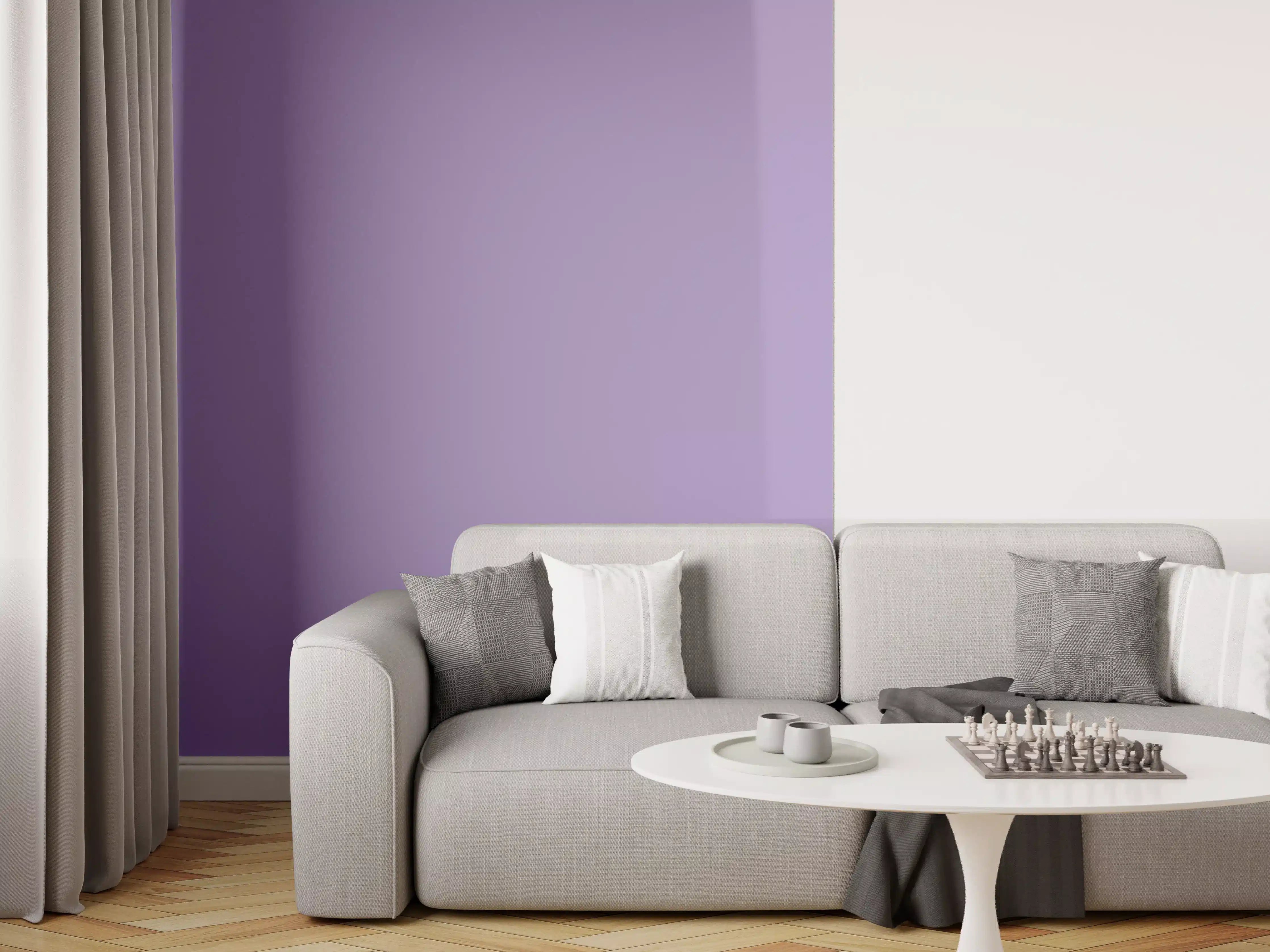 Wandverkleidung Wohnzimmer - RAL 4011 (Perlviolett)