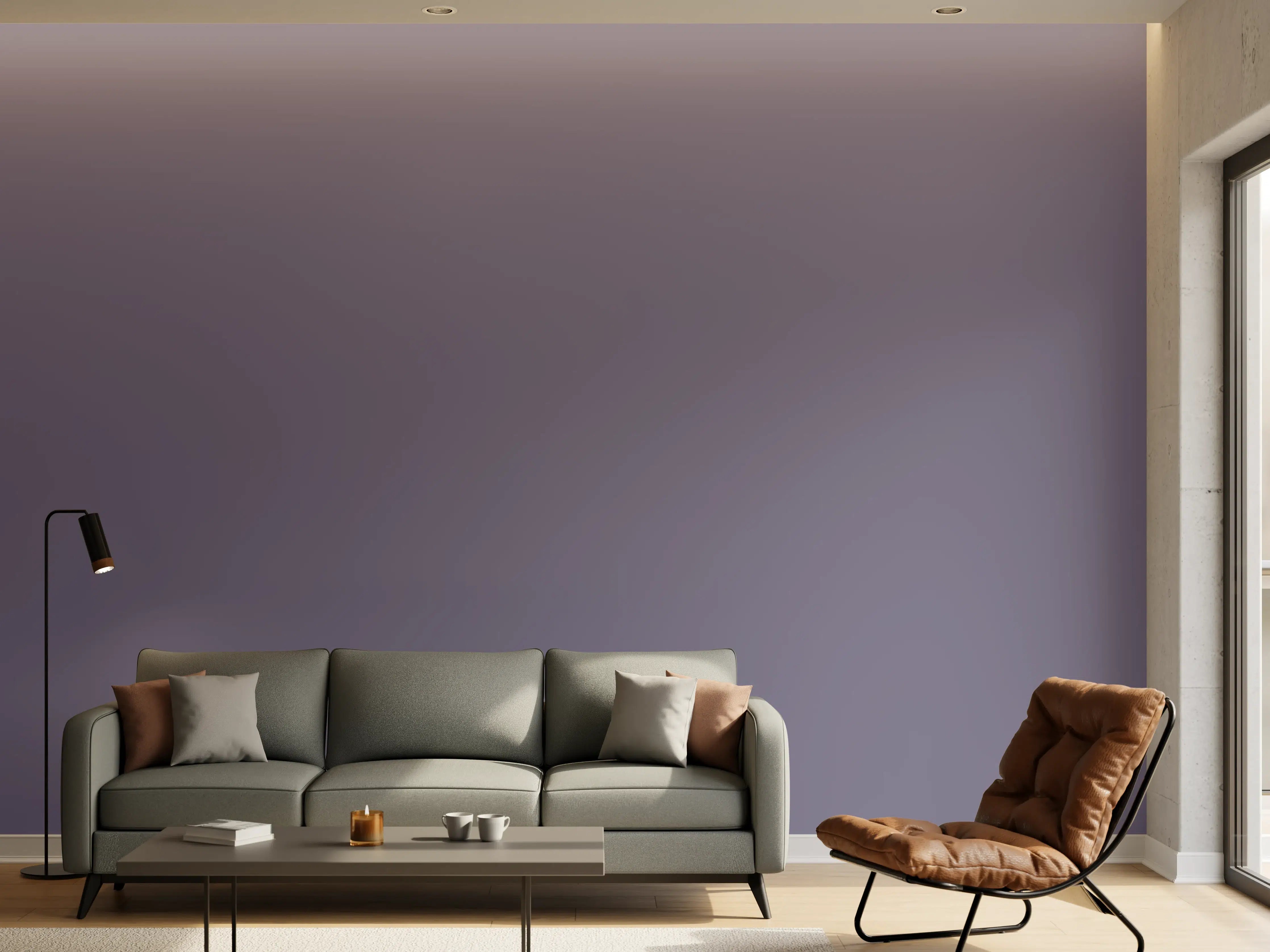 Wandverkleidung Wohnzimmer - RAL 4012 (Perlbrombeere)