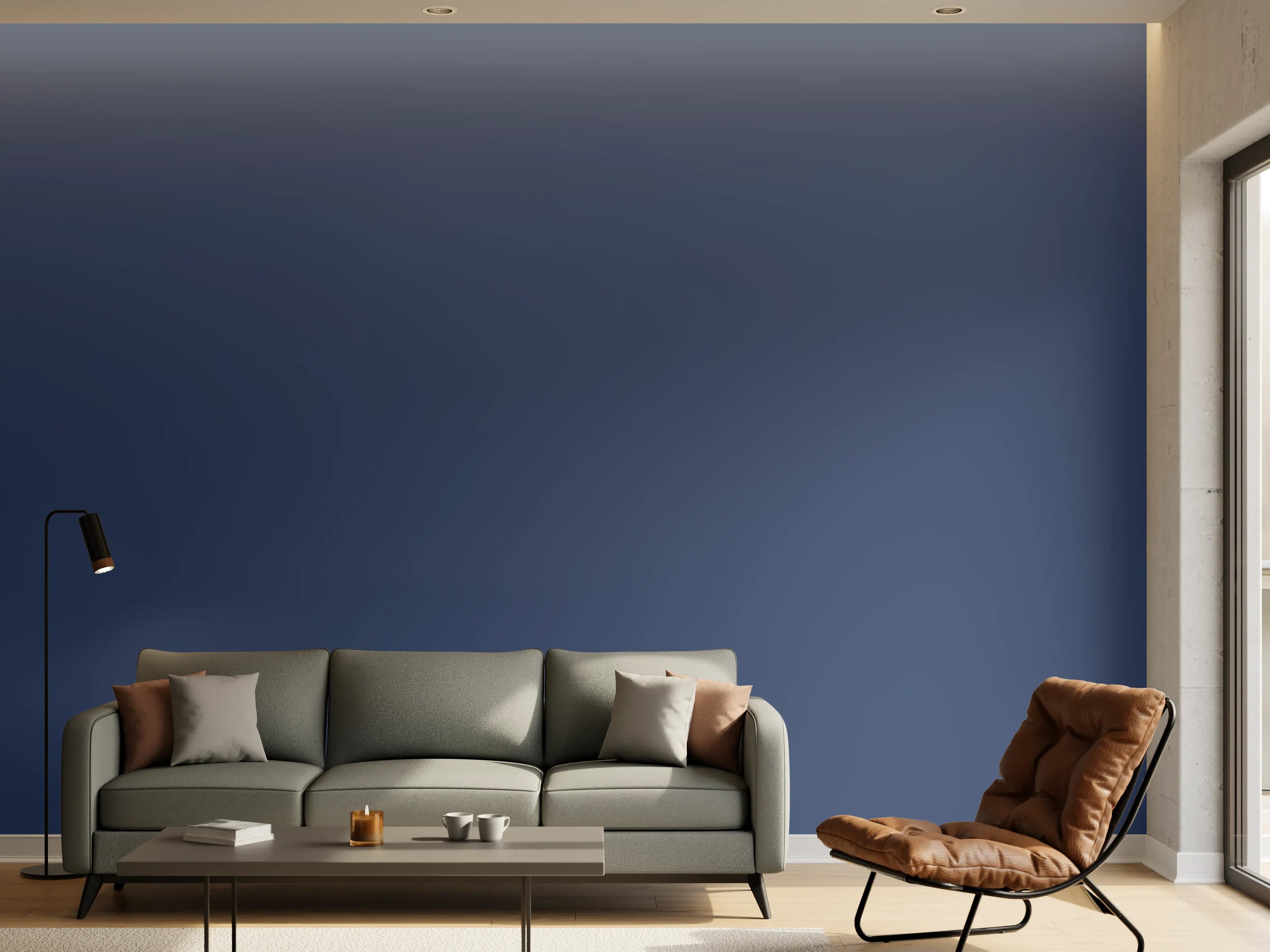 Wandverkleidung Wohnzimmer - RAL 5000 (Violettblau)