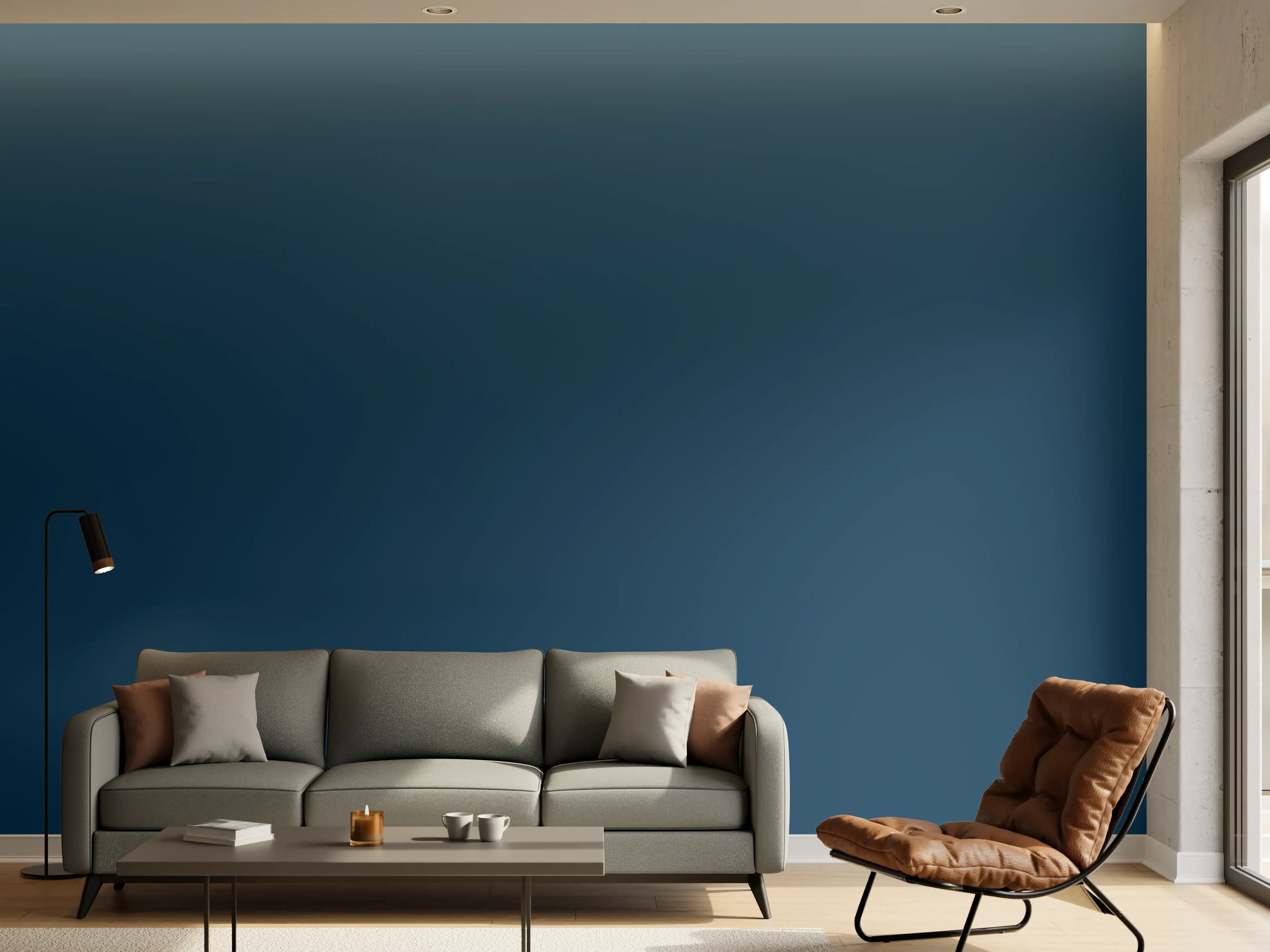 Wandverkleidung Wohnzimmer - RAL 5001 (Grünblau)