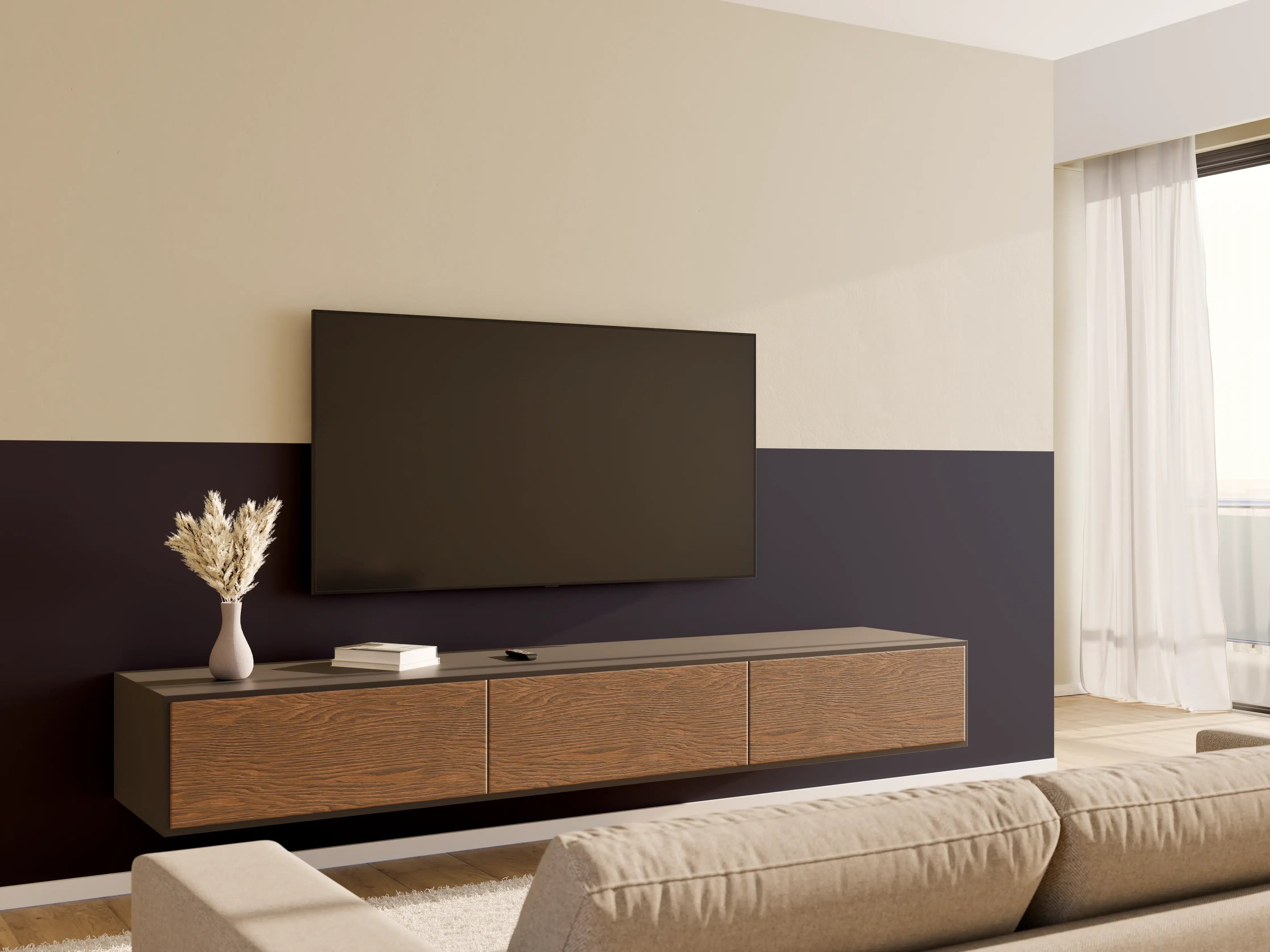 Wandverkleidung Wohnzimmer - RAL 5004 (Schwarzblau)