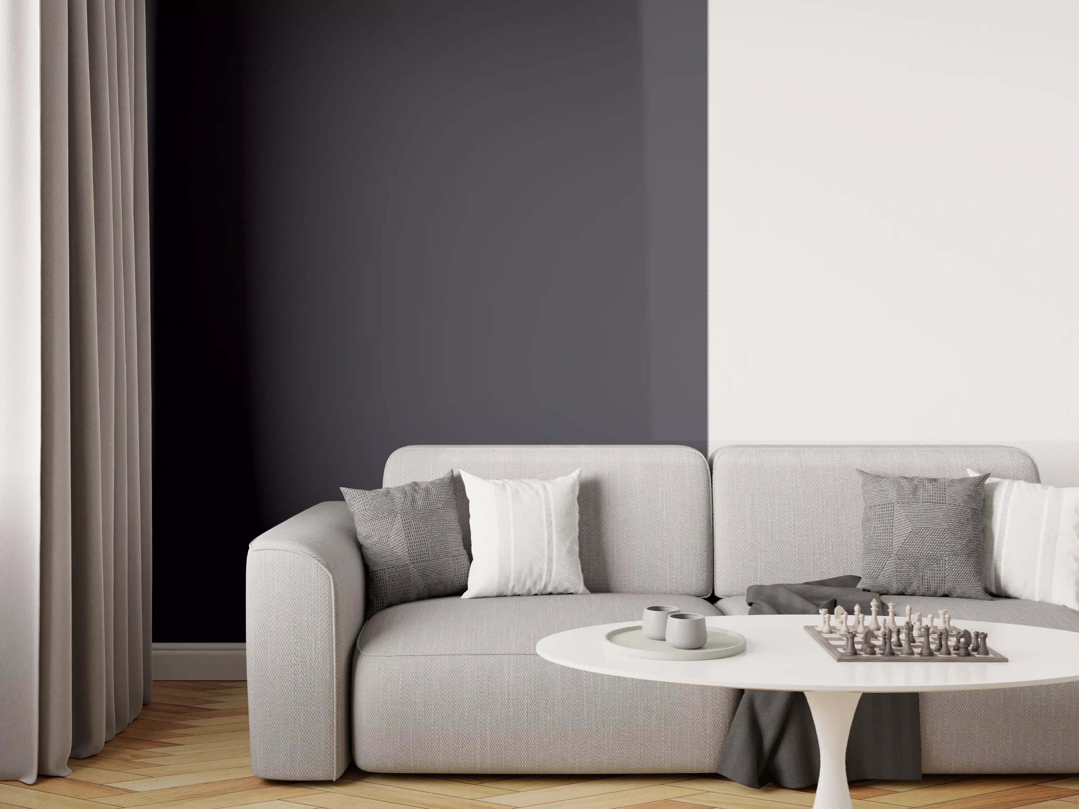 Wandverkleidung Wohnzimmer - RAL 5004 (Schwarzblau)