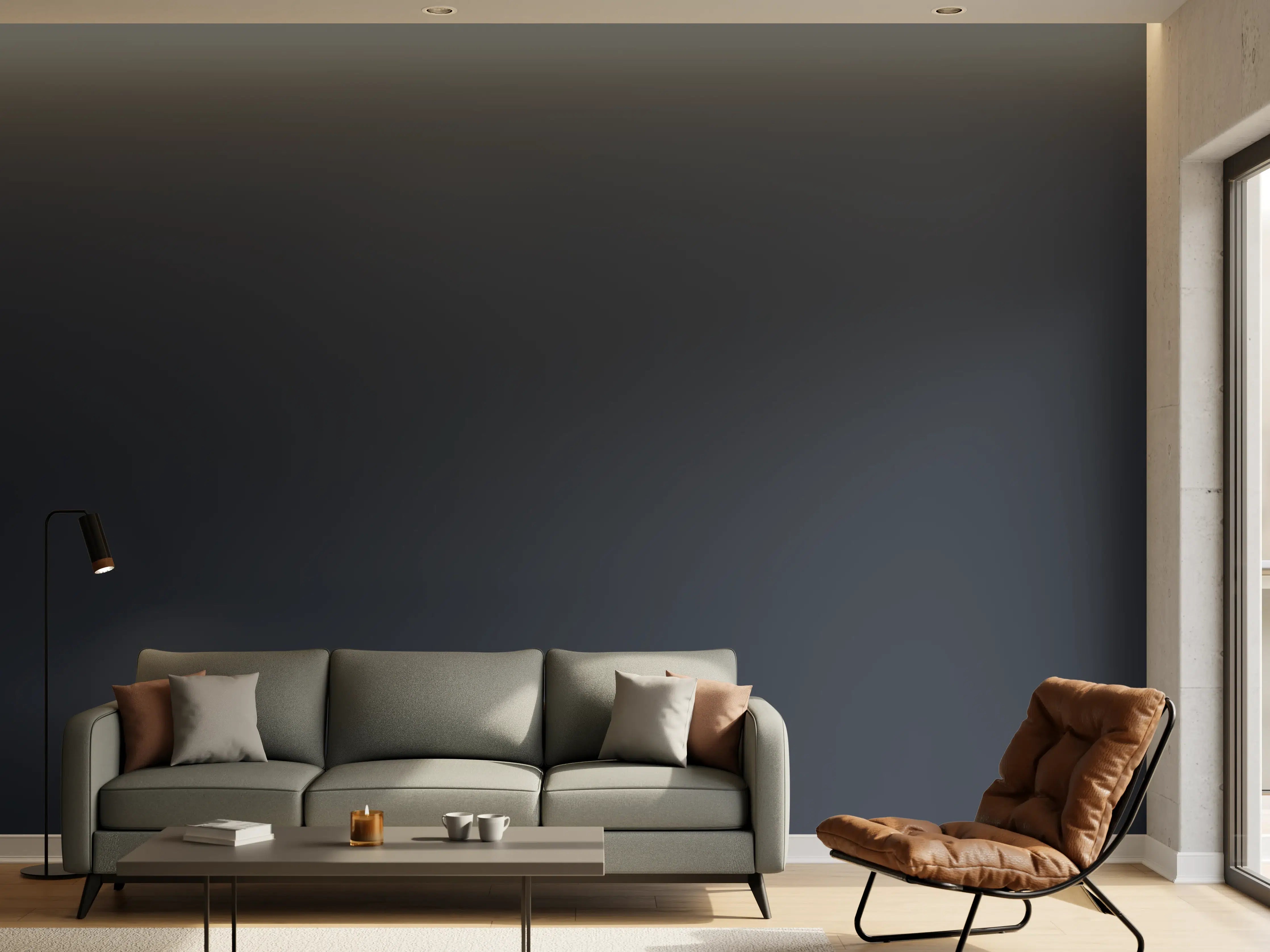 Wandverkleidung Wohnzimmer - RAL 5008 (Graublau)