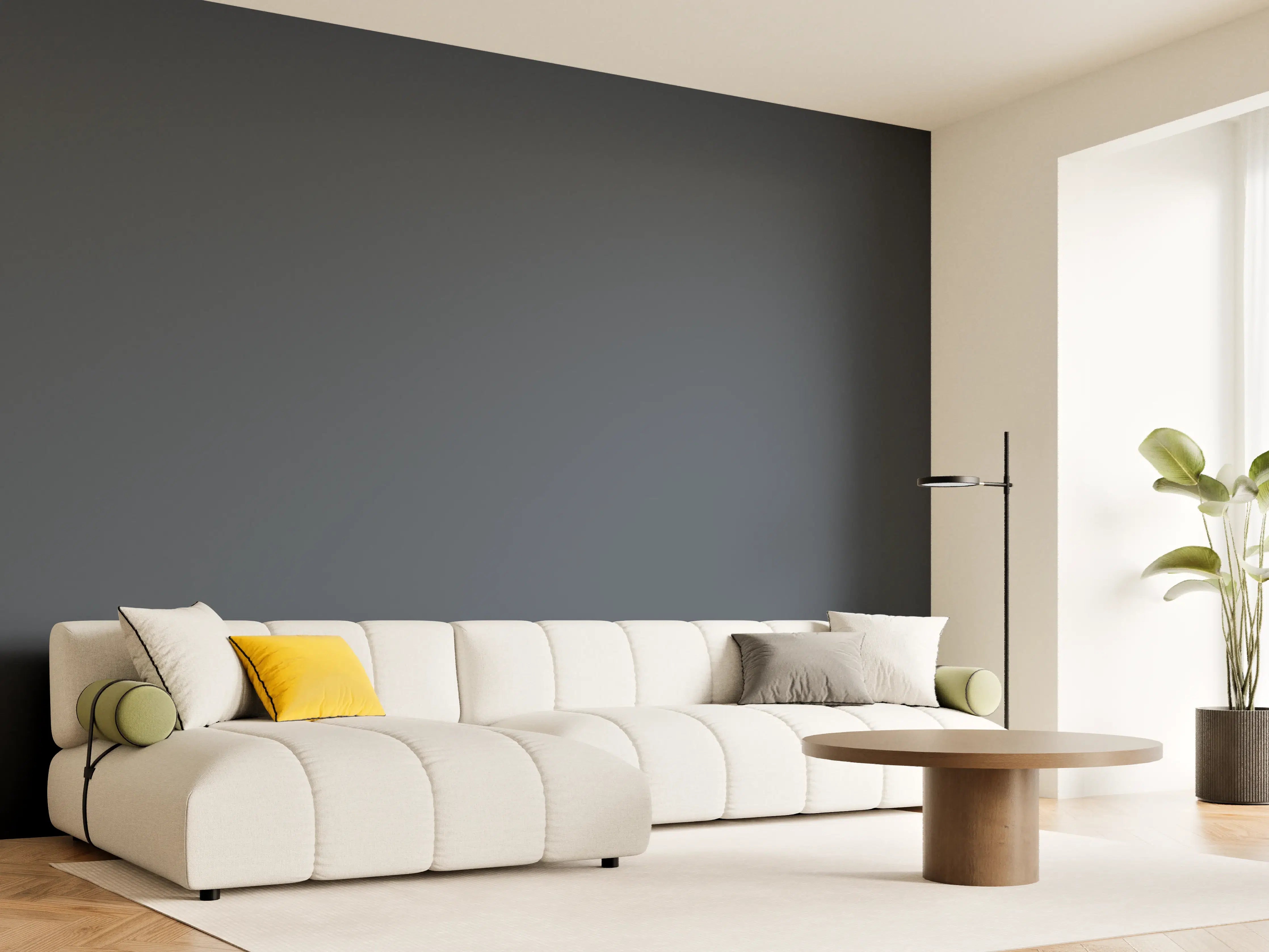 Wandverkleidung Wohnzimmer - RAL 5008 (Graublau)