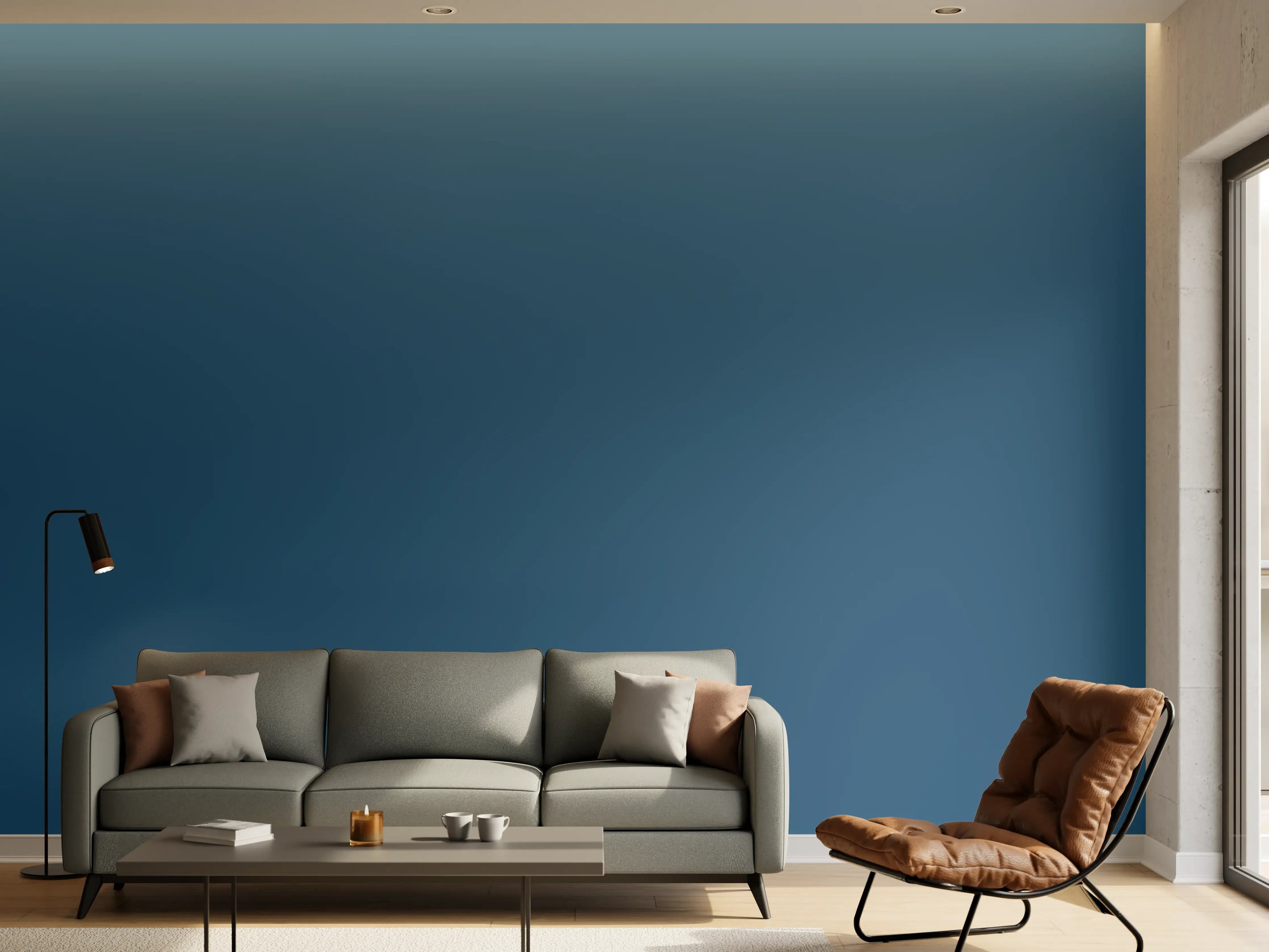 Wandverkleidung Wohnzimmer - RAL 5009 (Azurblau)