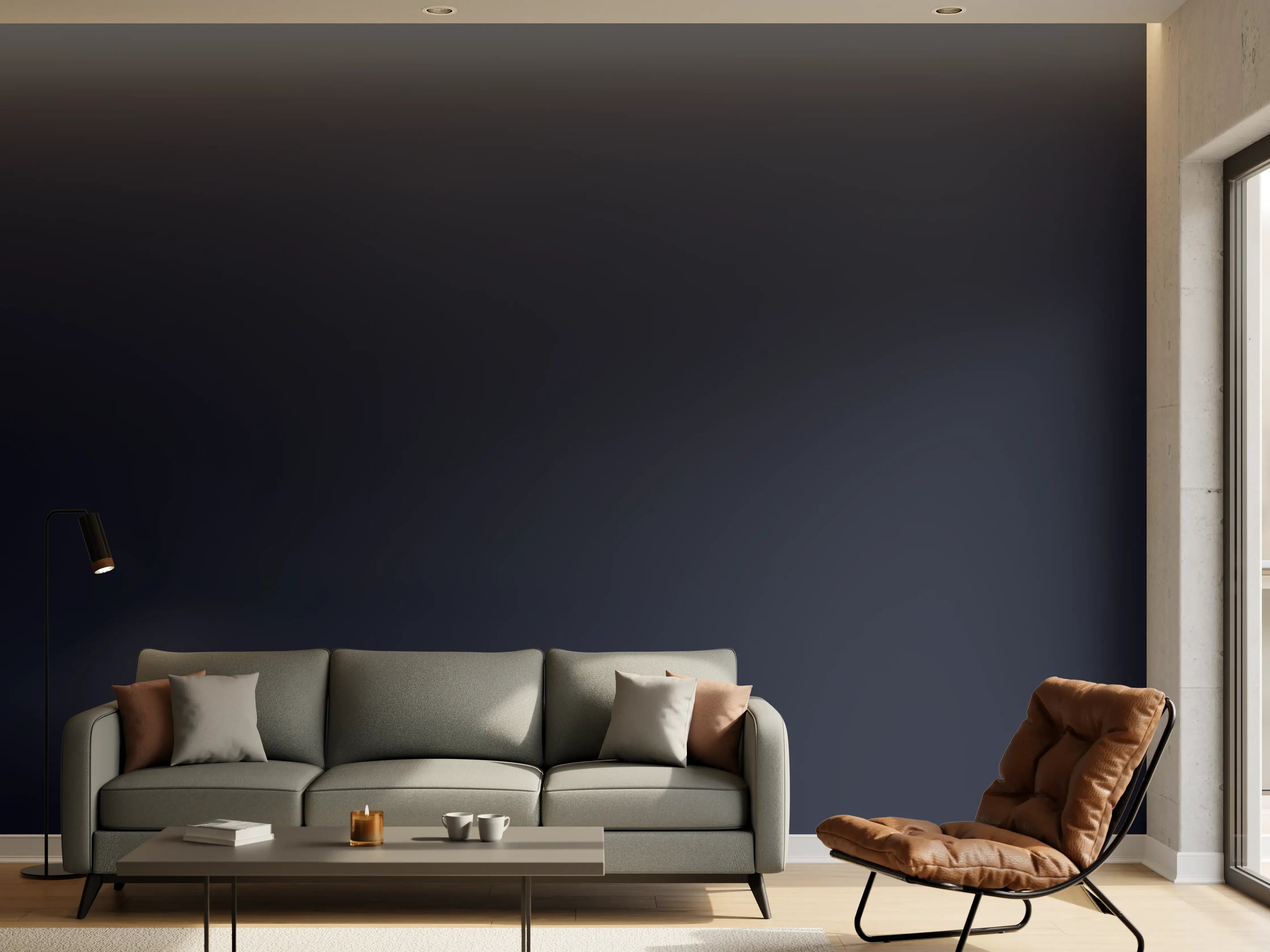 Wandverkleidung Wohnzimmer - RAL 5011 (Stahlblau)