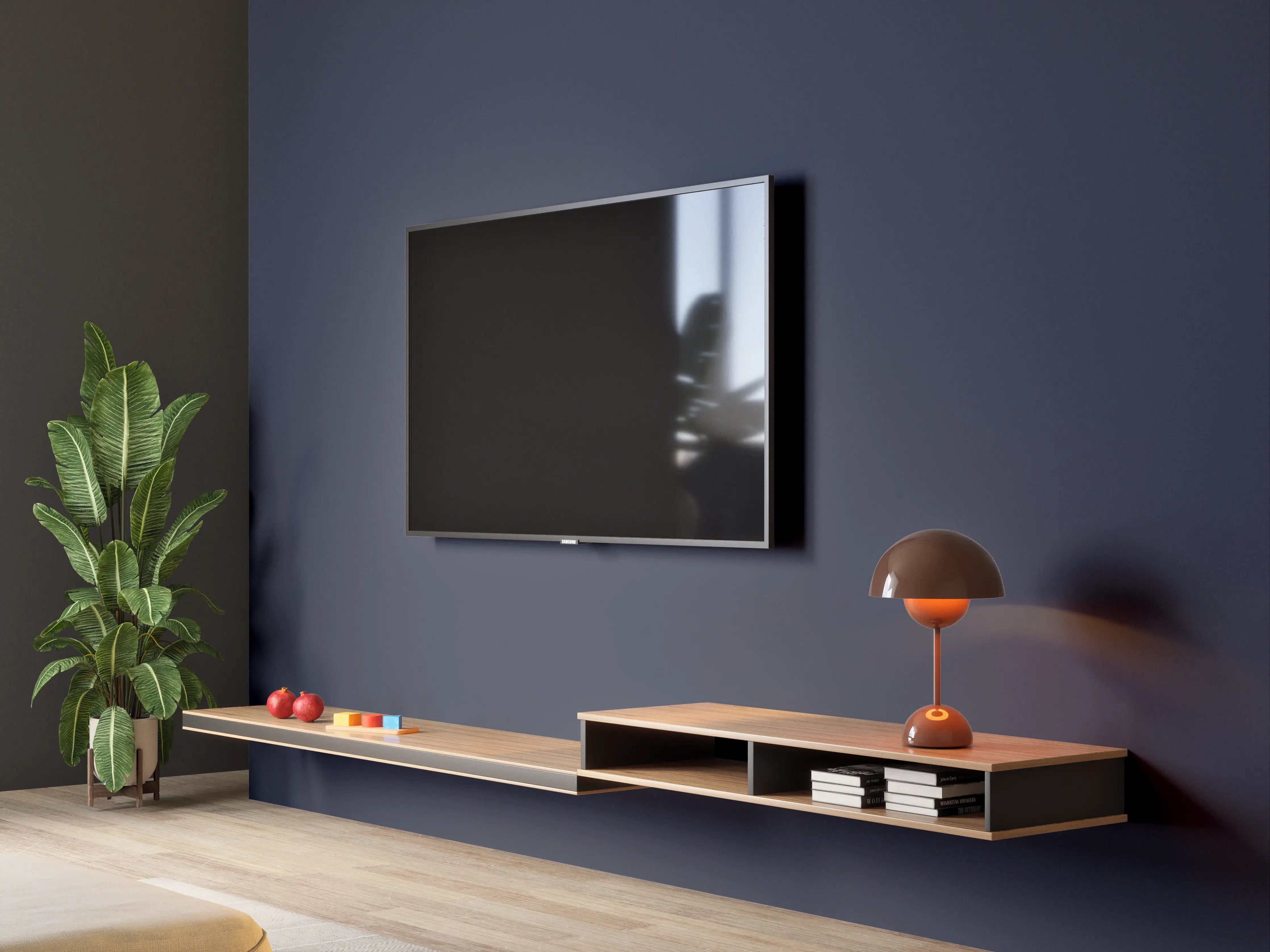 Wandverkleidung Wohnzimmer - RAL 5011 (Stahlblau)