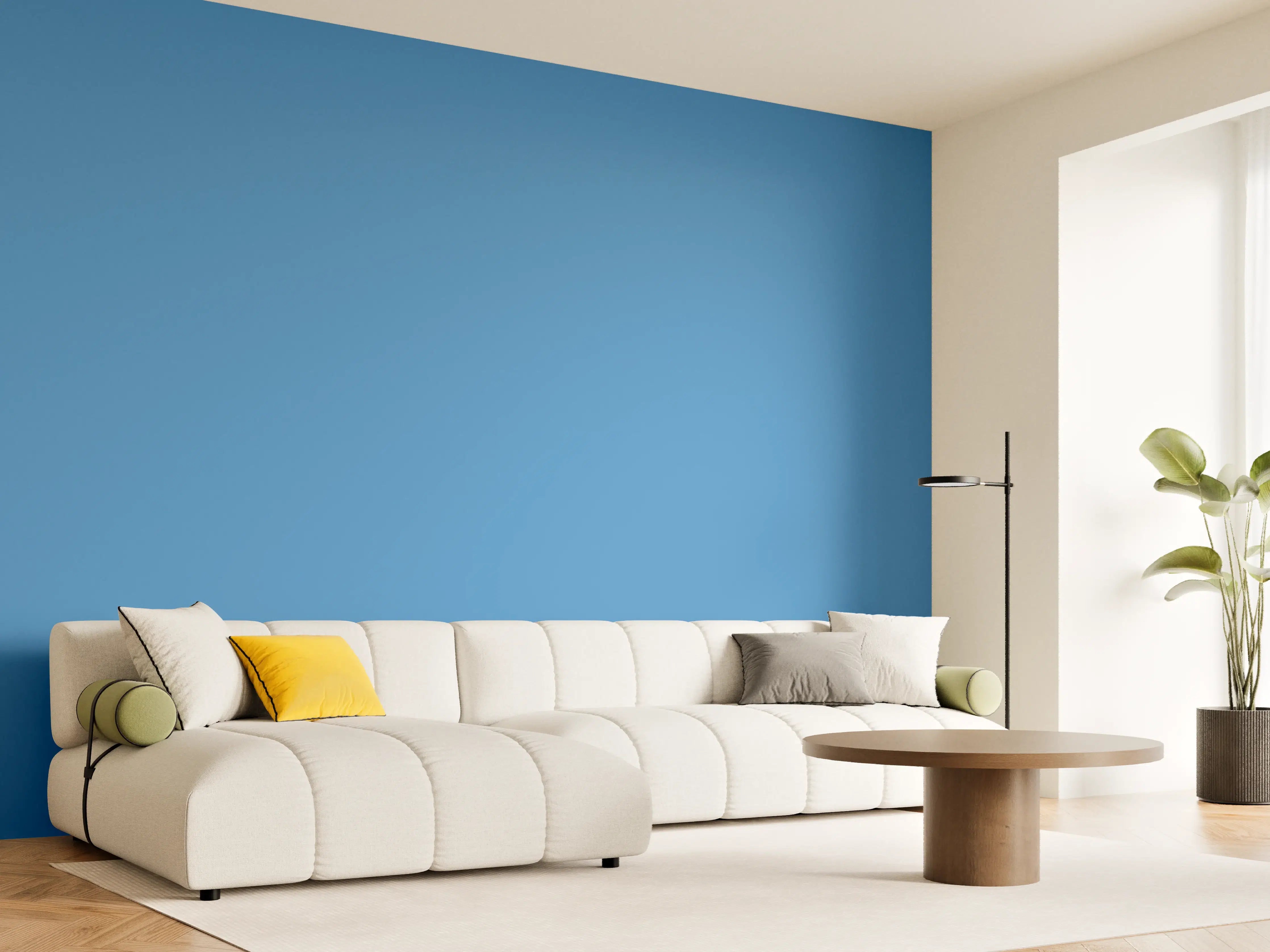 Wandverkleidung Wohnzimmer - RAL 5012 (Hellblau)