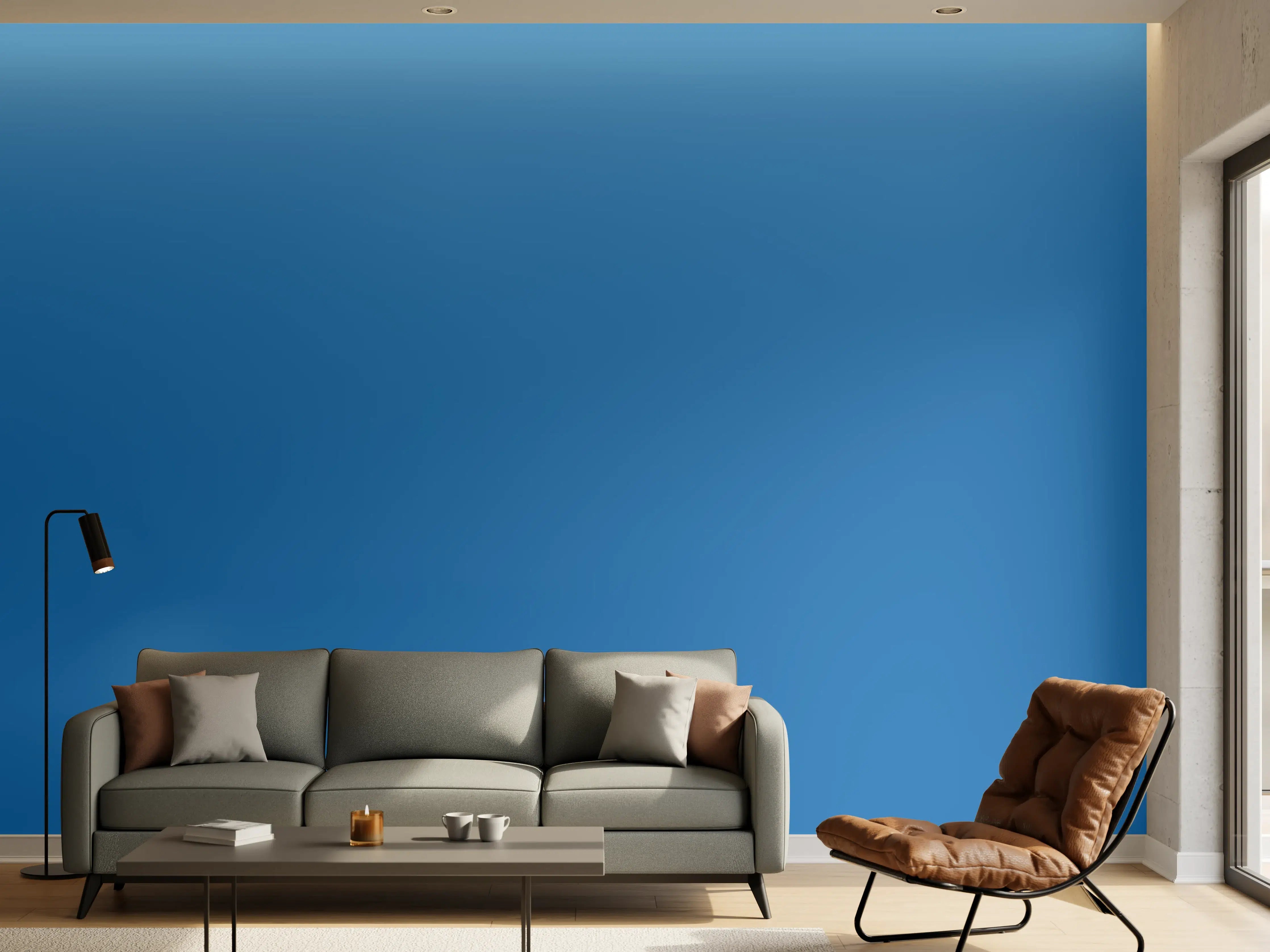 Wandverkleidung Wohnzimmer - RAL 5015 (Himmelblau)