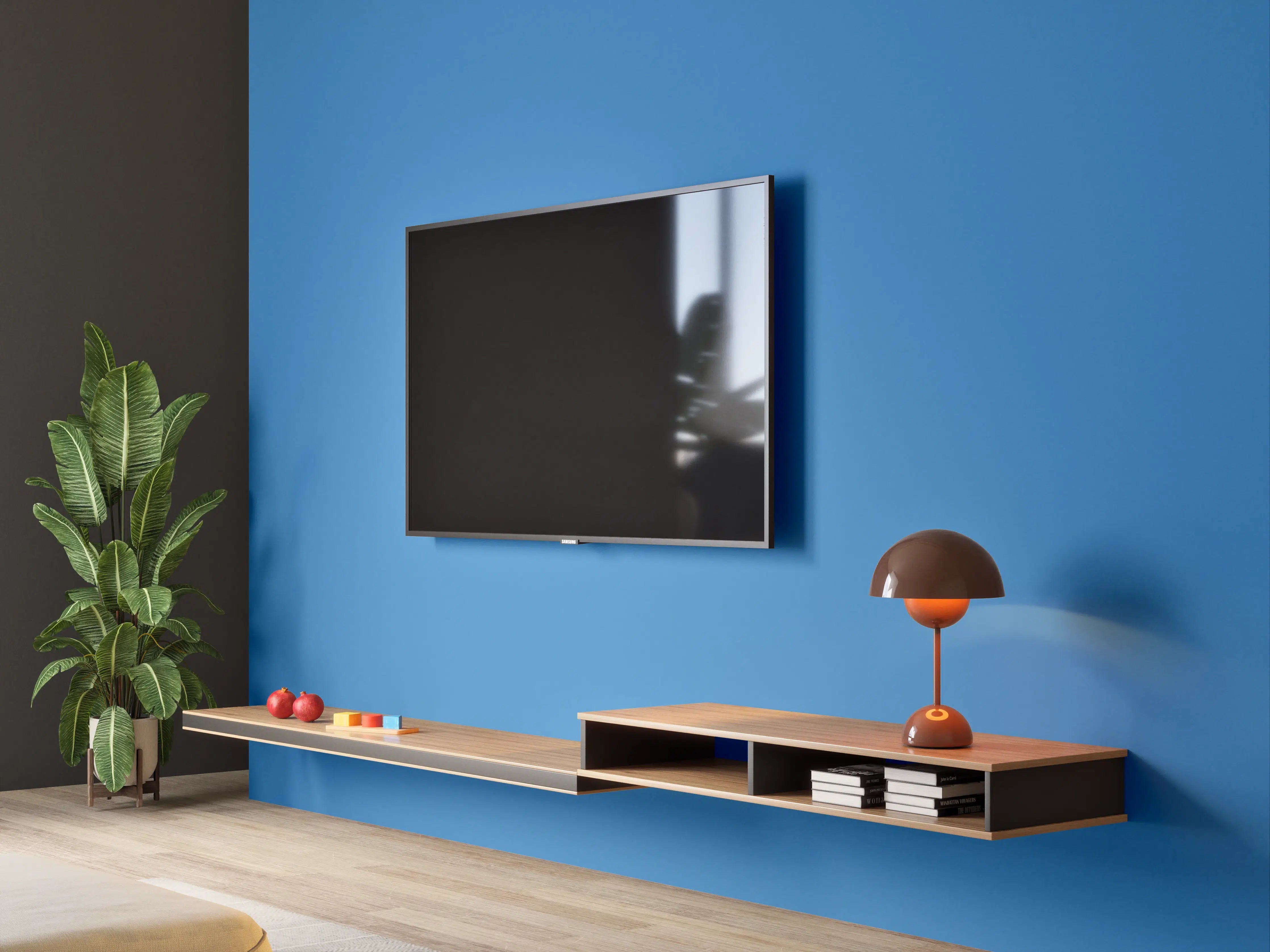 Wandverkleidung Wohnzimmer - RAL 5015 (Himmelblau)
