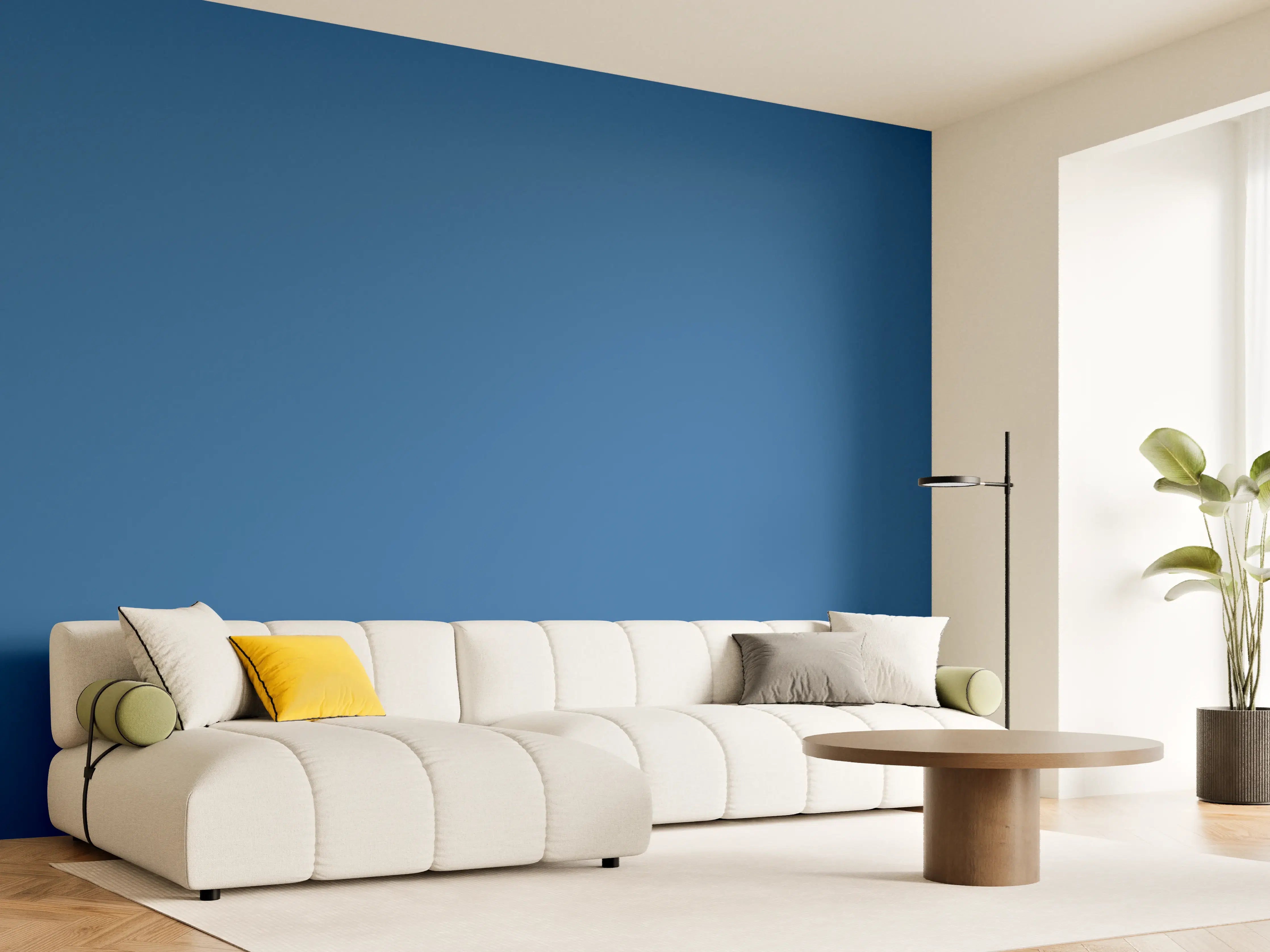 Wandverkleidung Wohnzimmer - RAL 5017 (Verkehrsblau)