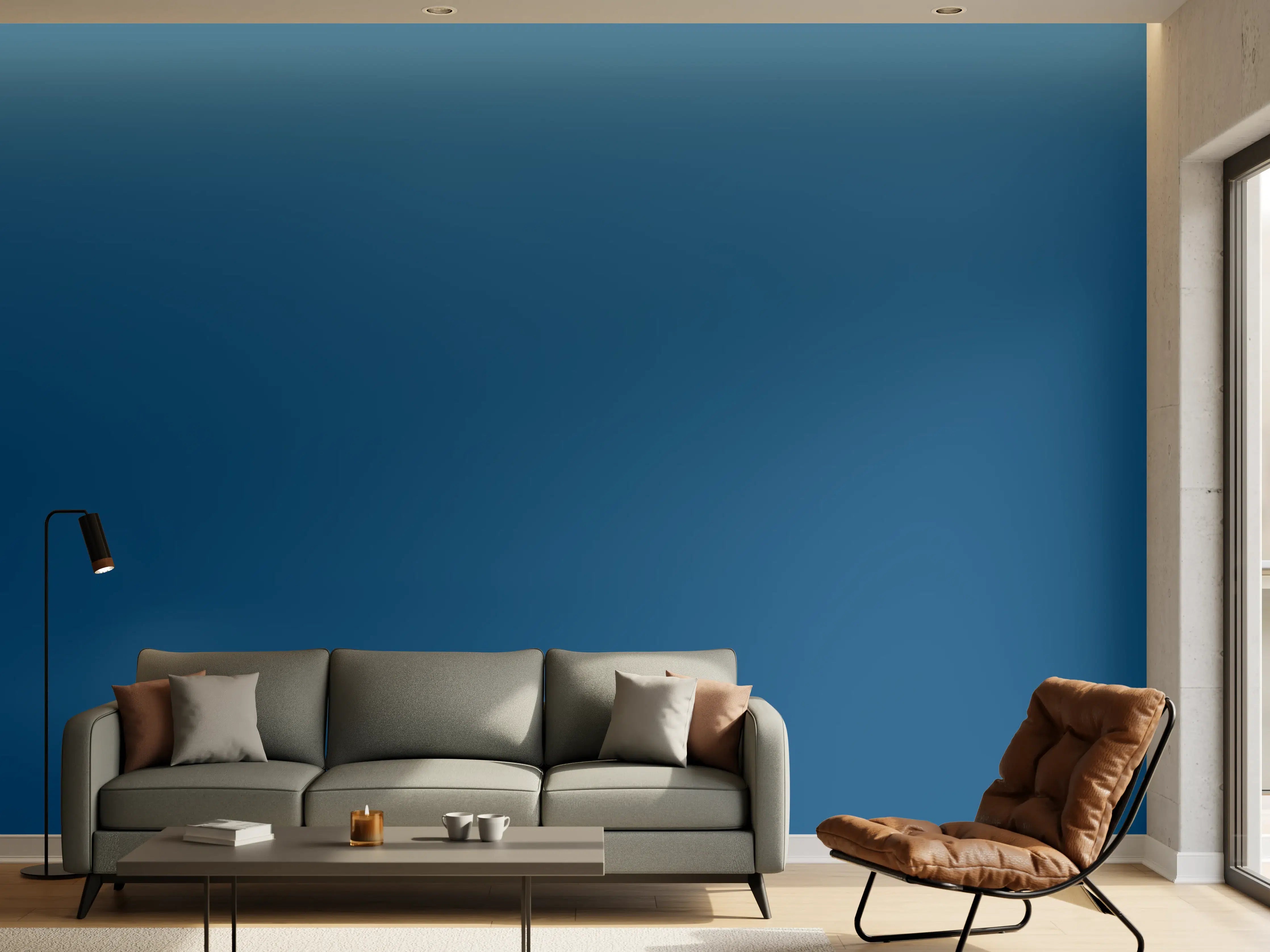 Wandverkleidung Wohnzimmer - RAL 5019 (Capri-Blau)