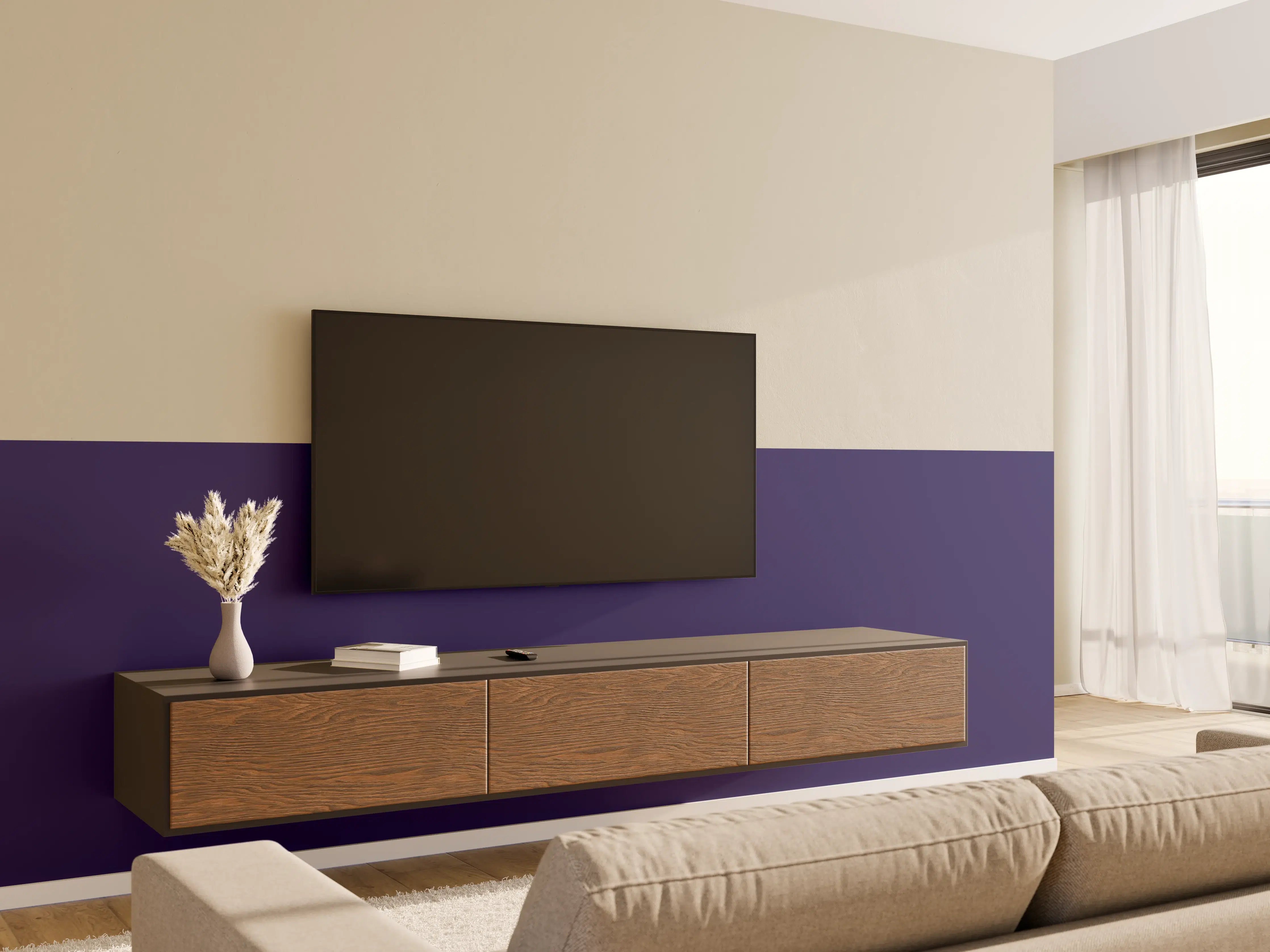 Wandverkleidung Wohnzimmer - RAL 5022 (Nachtblau)
