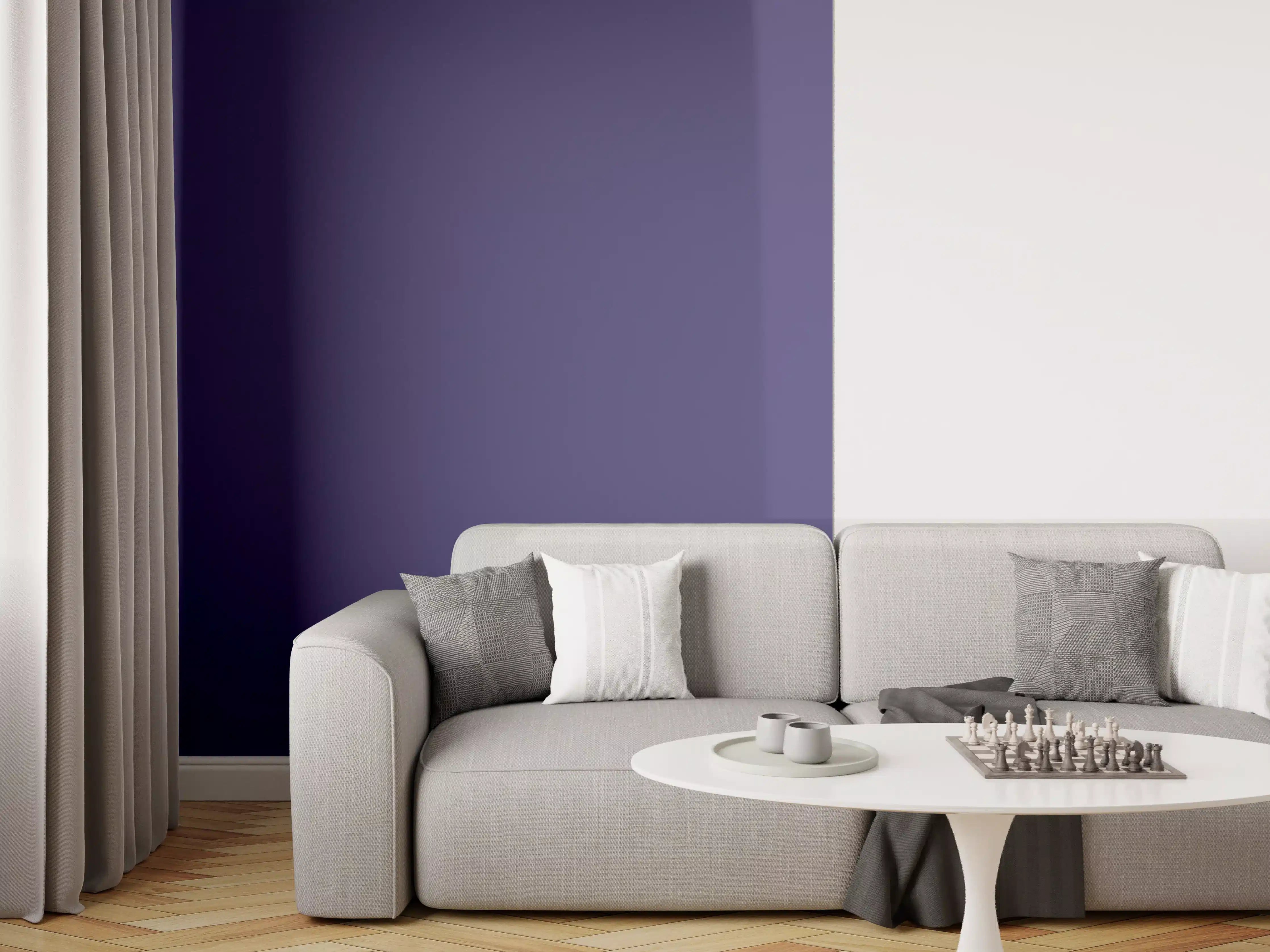 Wandverkleidung Wohnzimmer - RAL 5022 (Nachtblau)