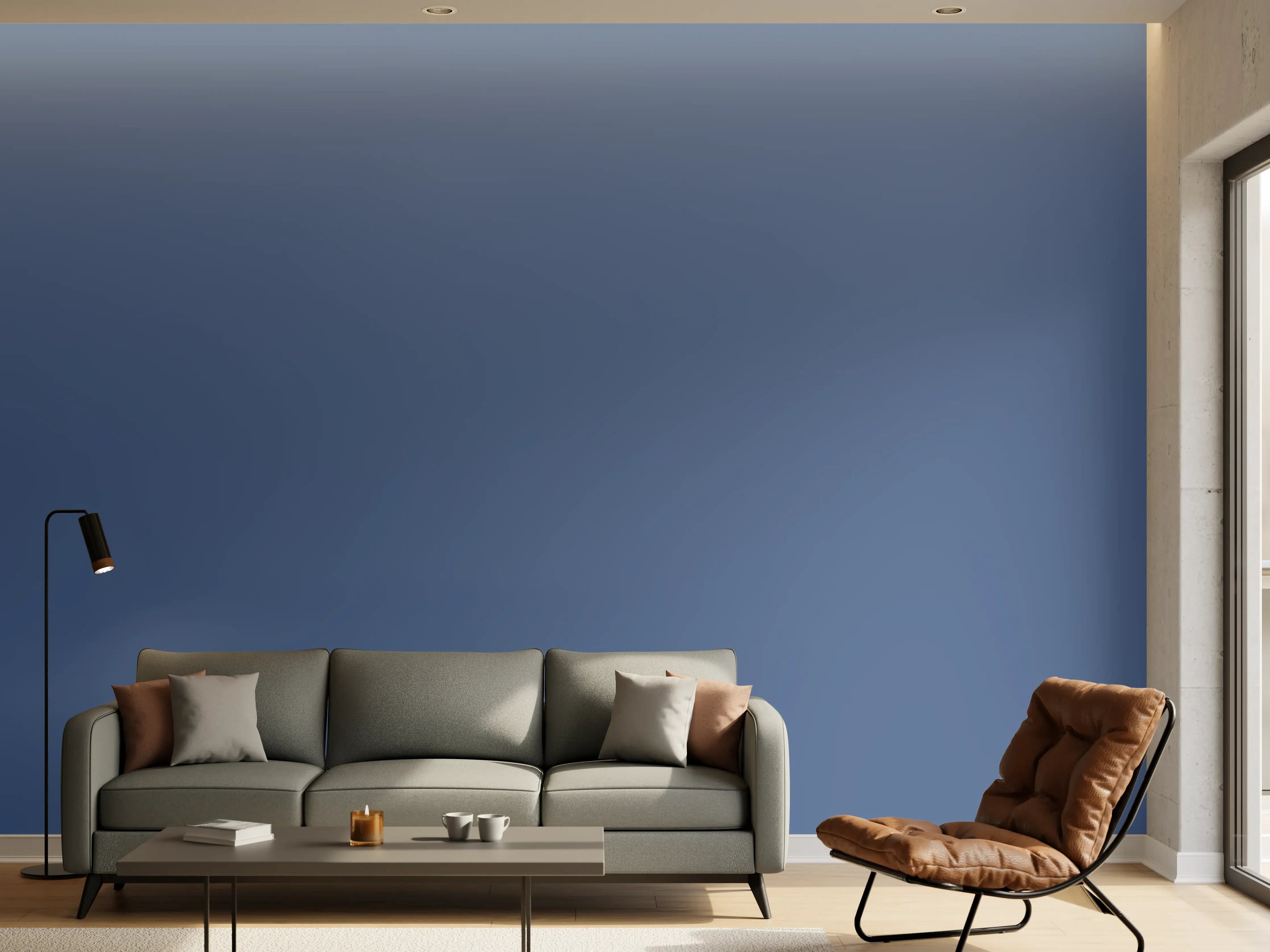 Wandverkleidung Wohnzimmer - RAL 5023 (Entferntes Blau)