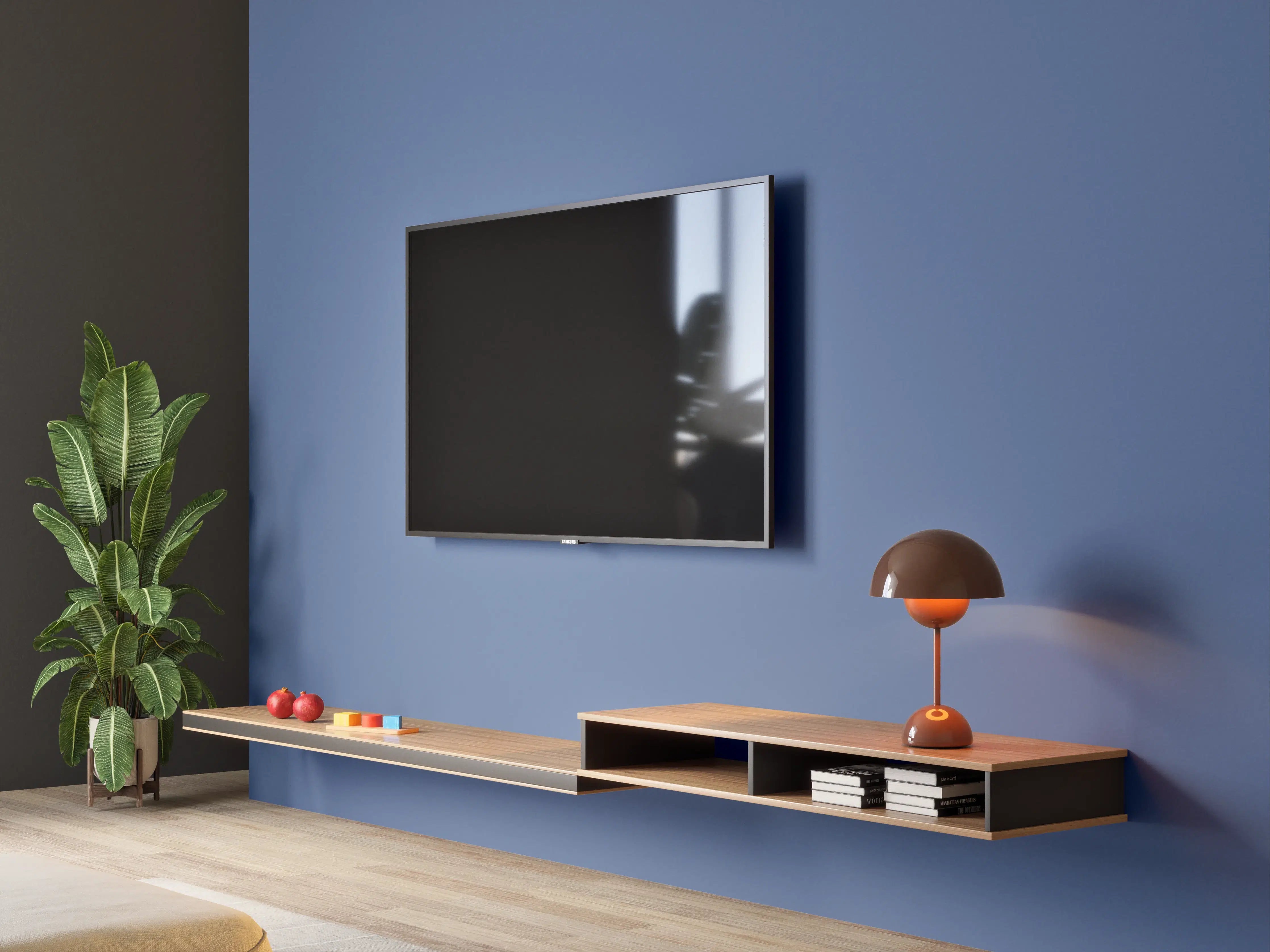 Wandverkleidung Wohnzimmer - RAL 5023 (Entferntes Blau)