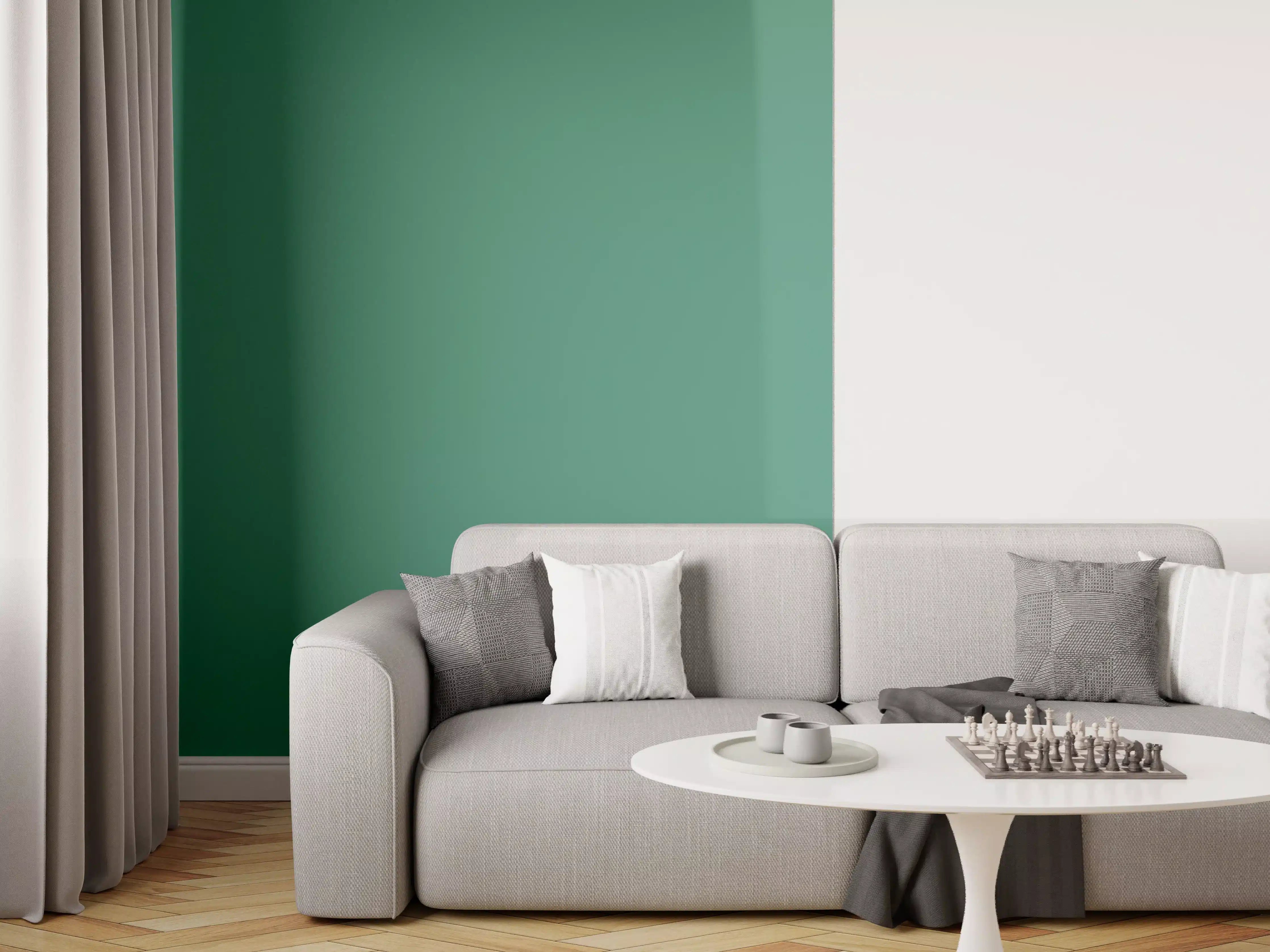 Wandverkleidung Wohnzimmer - RAL 6000 (Patinagrün)