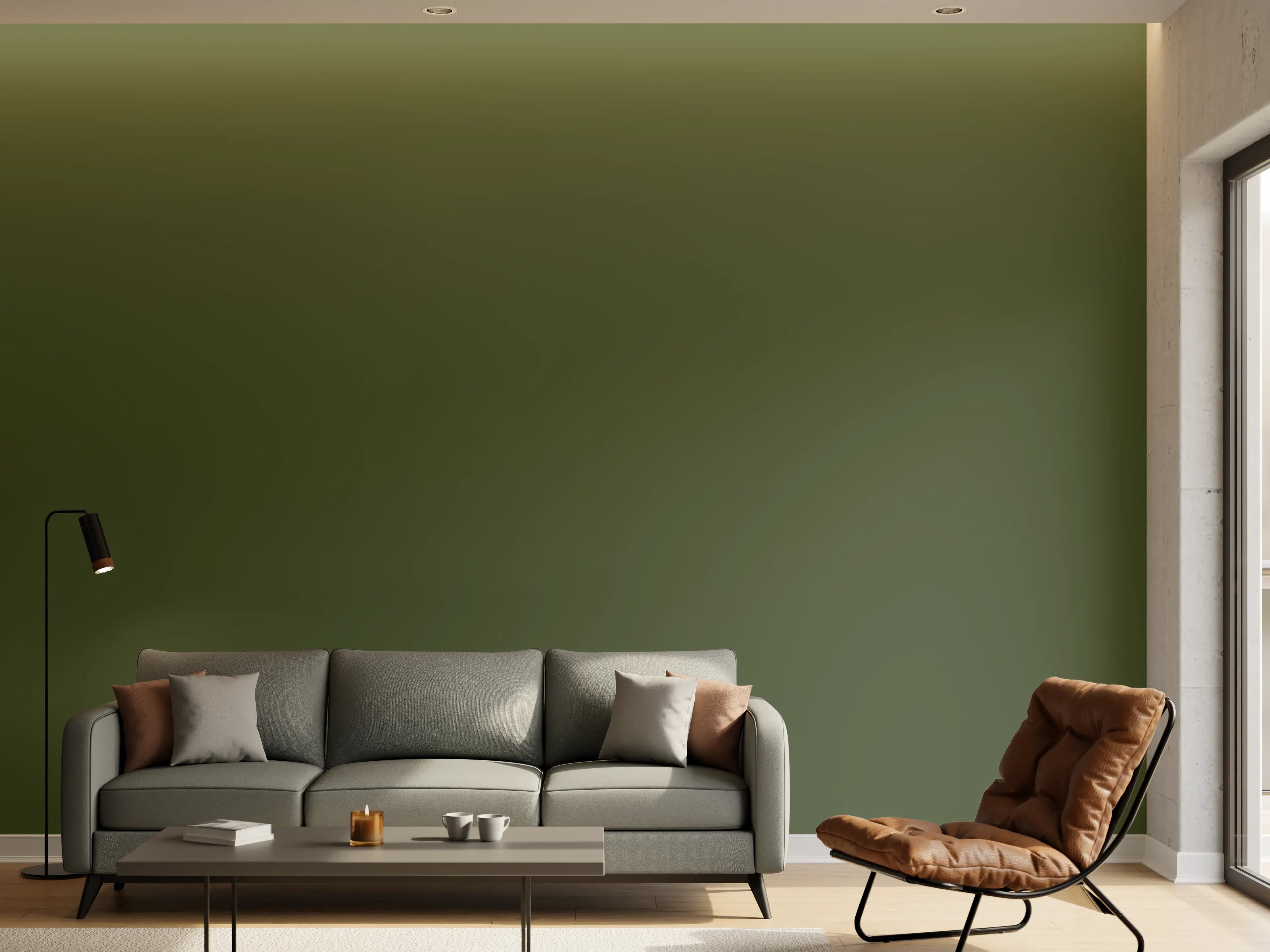 Wandverkleidung Wohnzimmer - RAL 6003 (olivgrün)