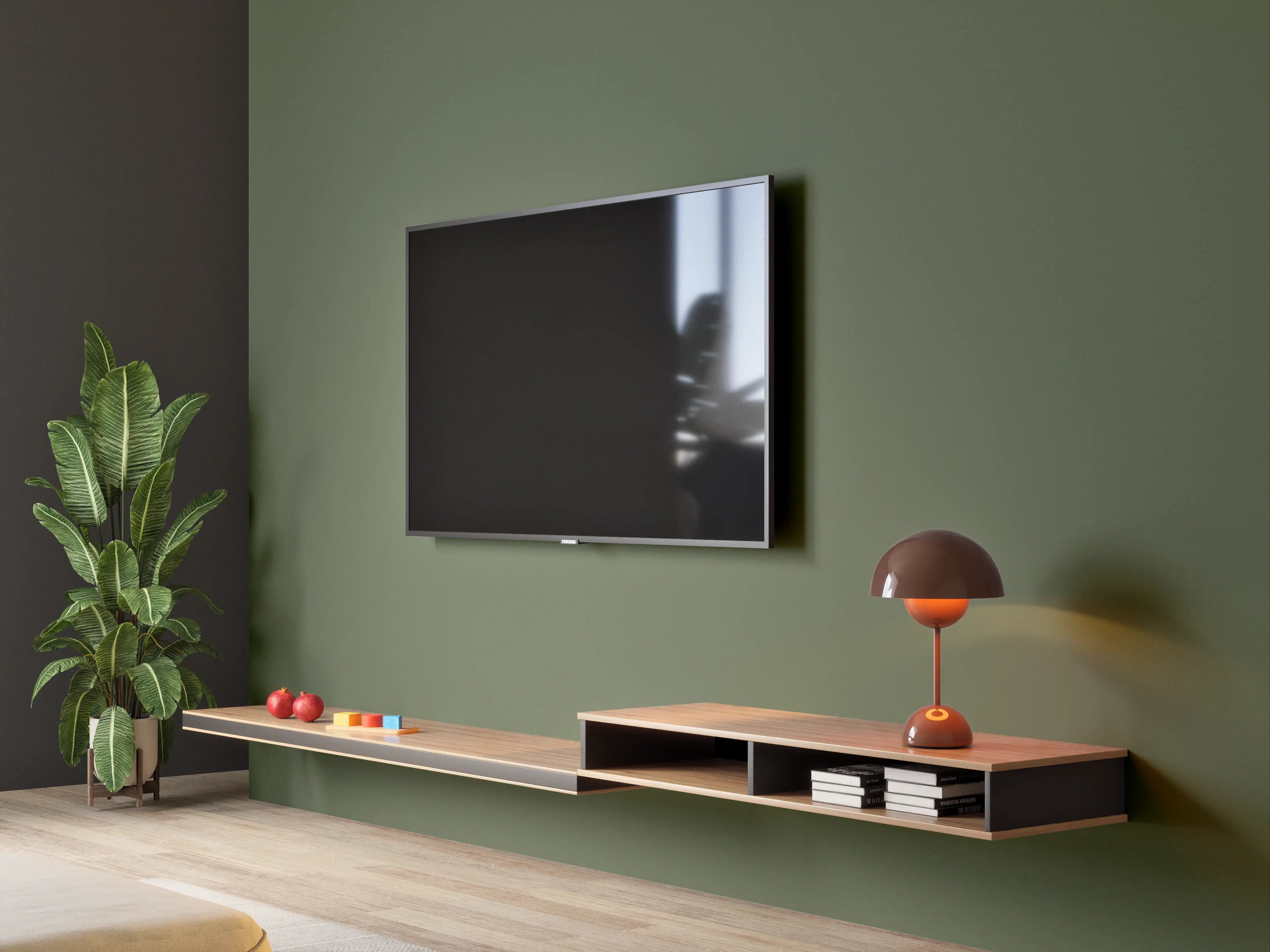 Wandverkleidung Wohnzimmer - RAL 6003 (olivgrün)