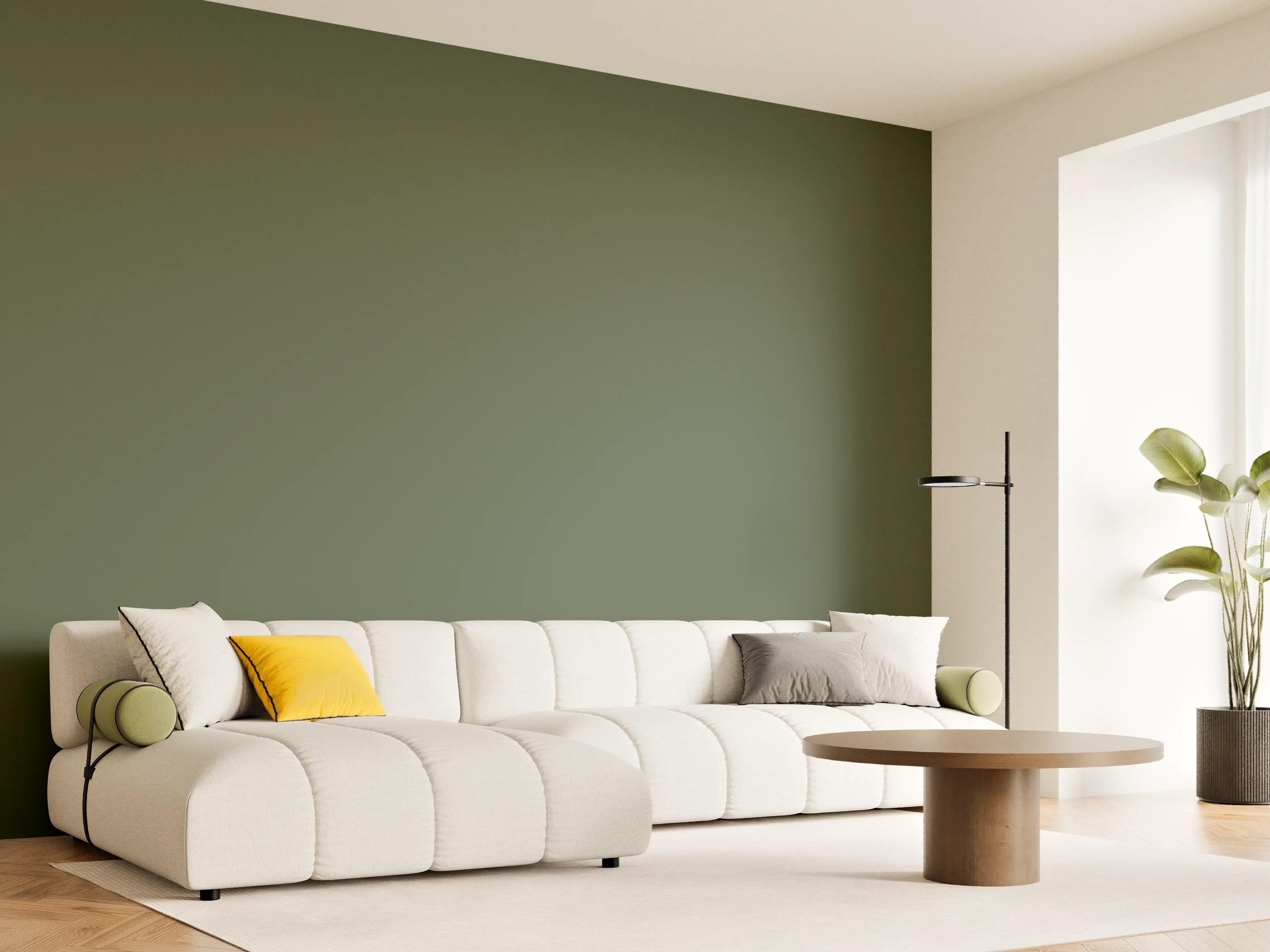 Wandverkleidung Wohnzimmer - RAL 6003 (olivgrün)