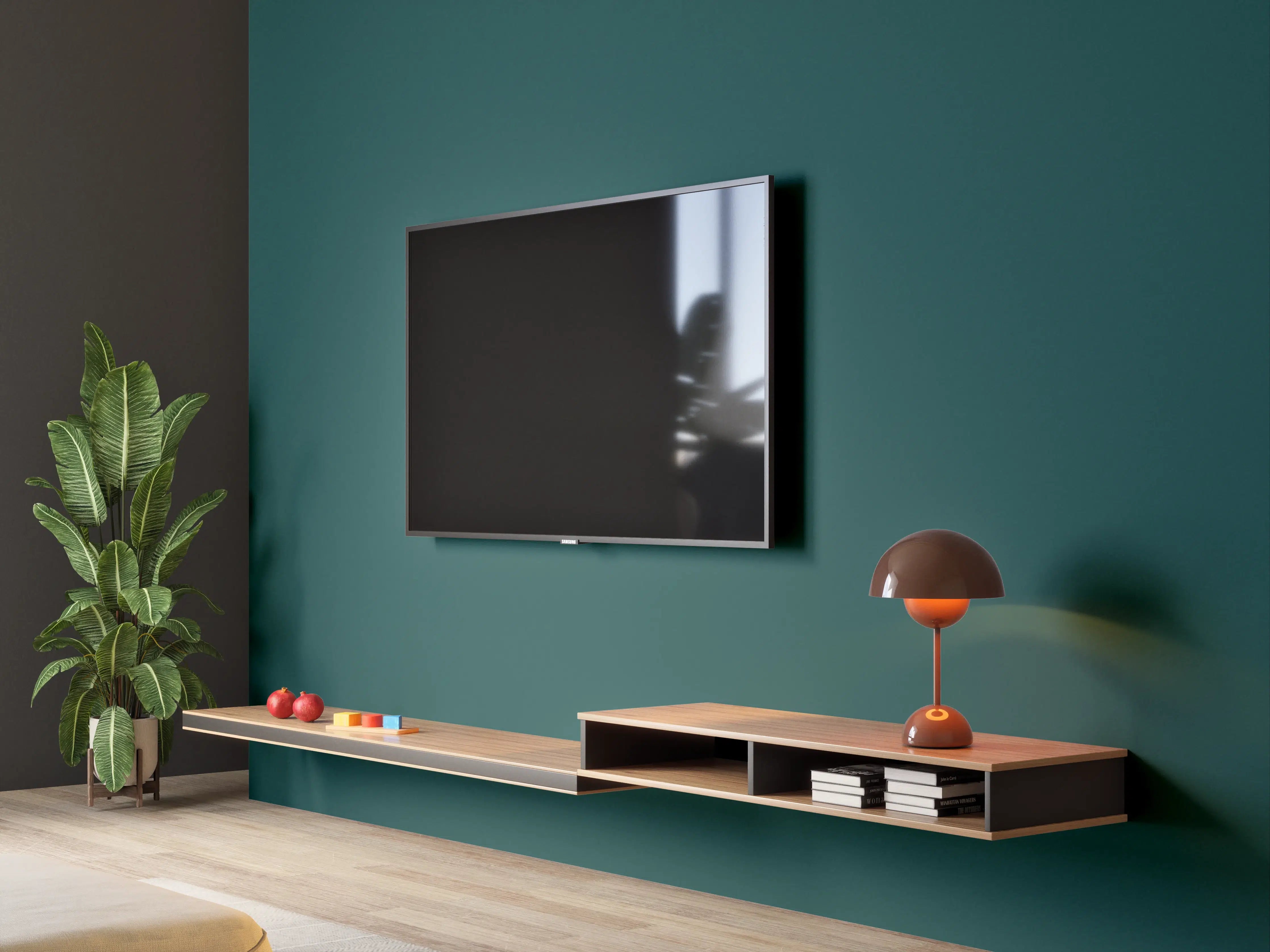 Wandverkleidung Wohnzimmer - RAL 6004 (Blaugrün)