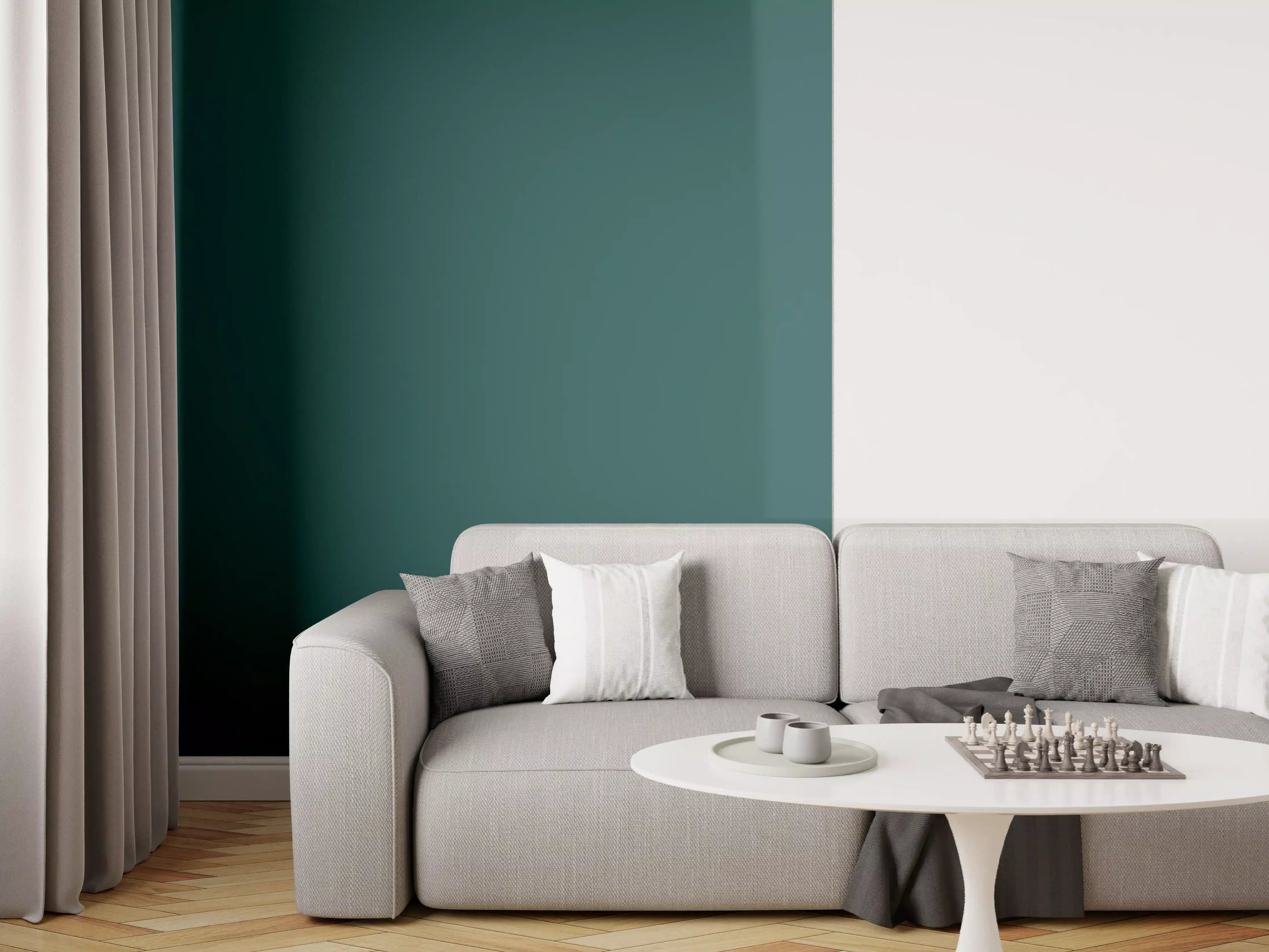 Wandverkleidung Wohnzimmer - RAL 6004 (Blaugrün)