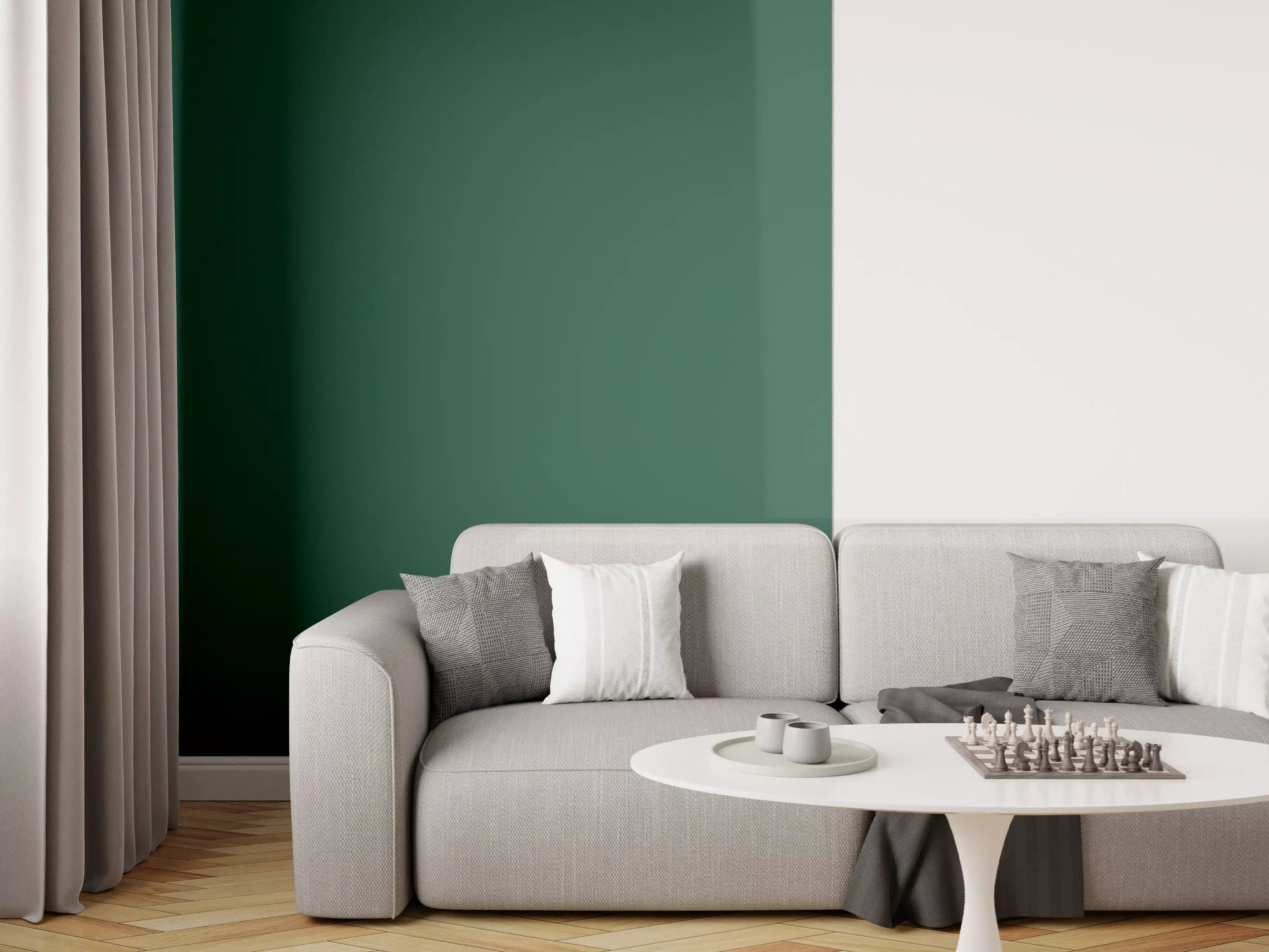 Wandverkleidung Wohnzimmer - RAL 6005 (Moosgrün)