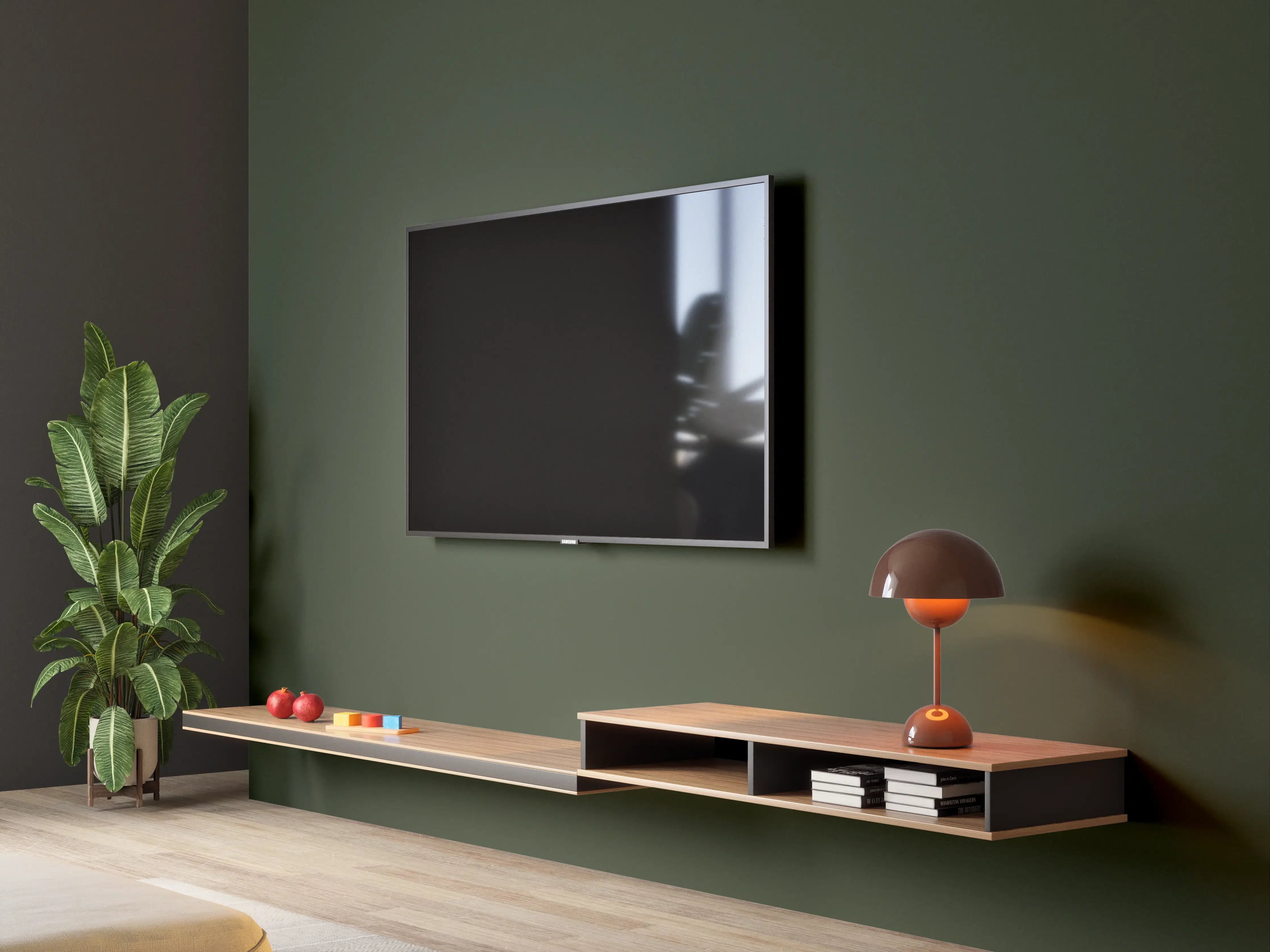Wandverkleidung Wohnzimmer - RAL 6007 (Flaschengrün)