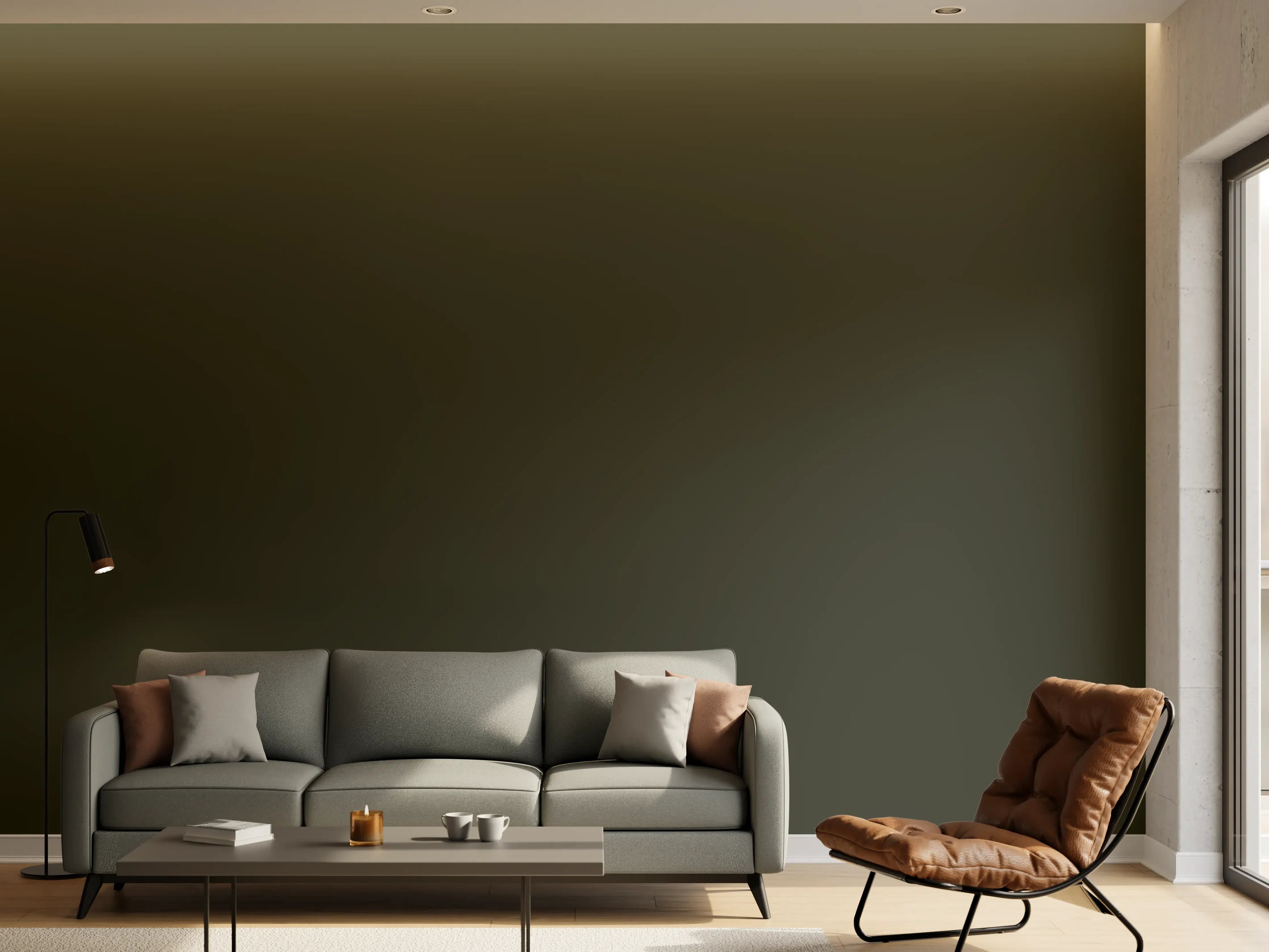 Wandverkleidung Wohnzimmer - RAL 6008 (Braungrün)