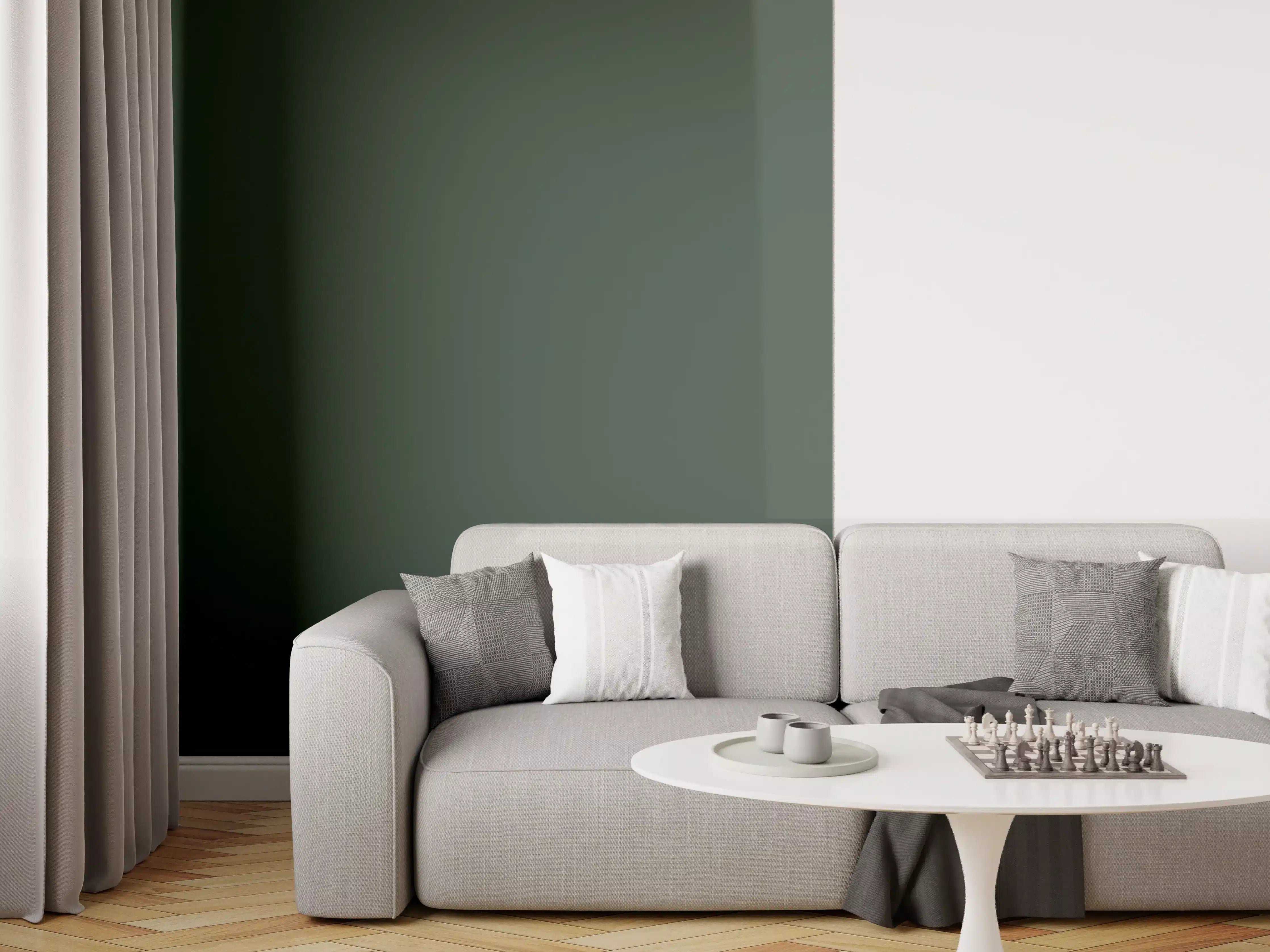 Wandverkleidung Wohnzimmer - RAL 6009 (Tannengrün)