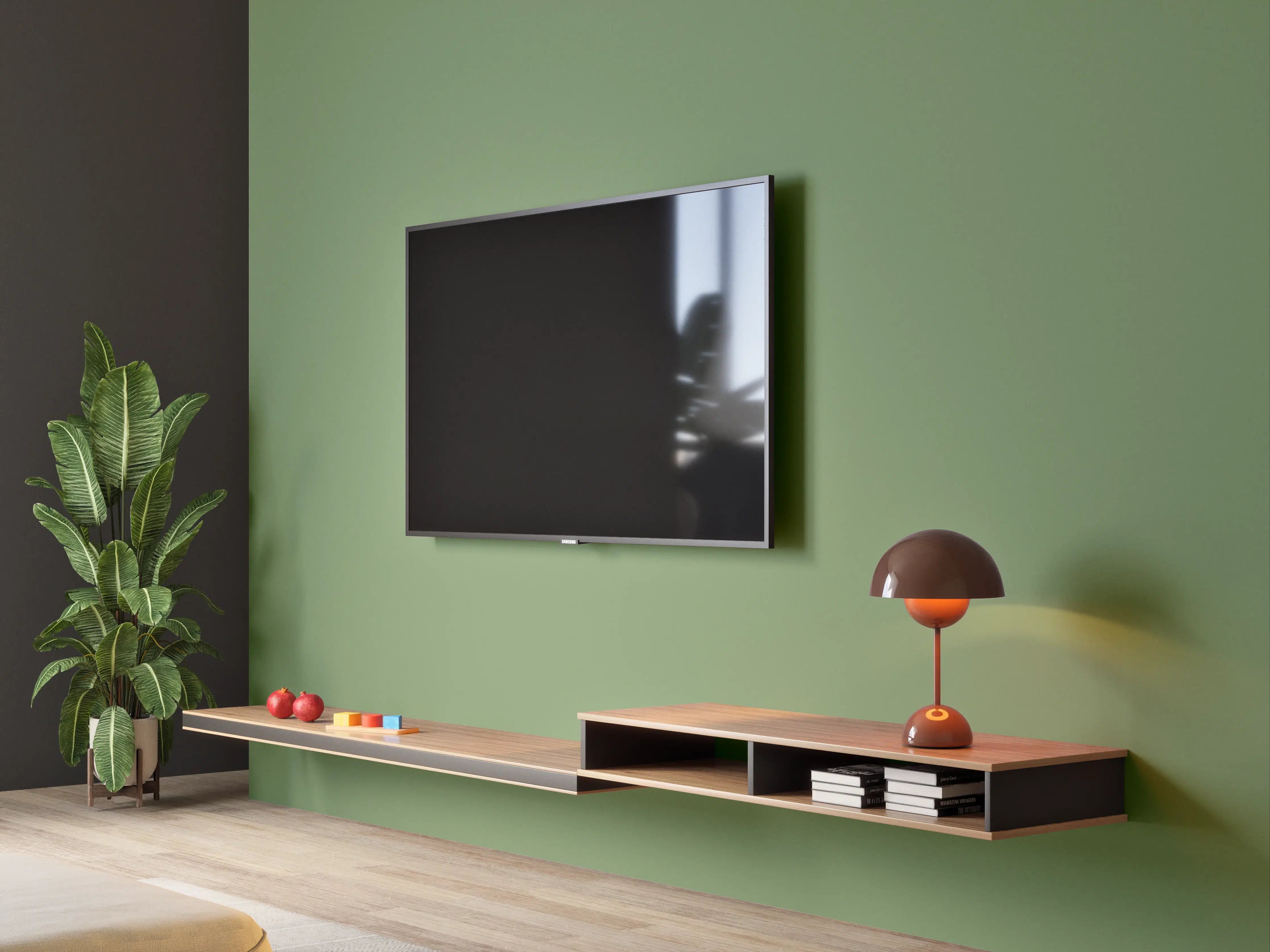 Wandverkleidung Wohnzimmer - RAL 6011 (Reseda grün)