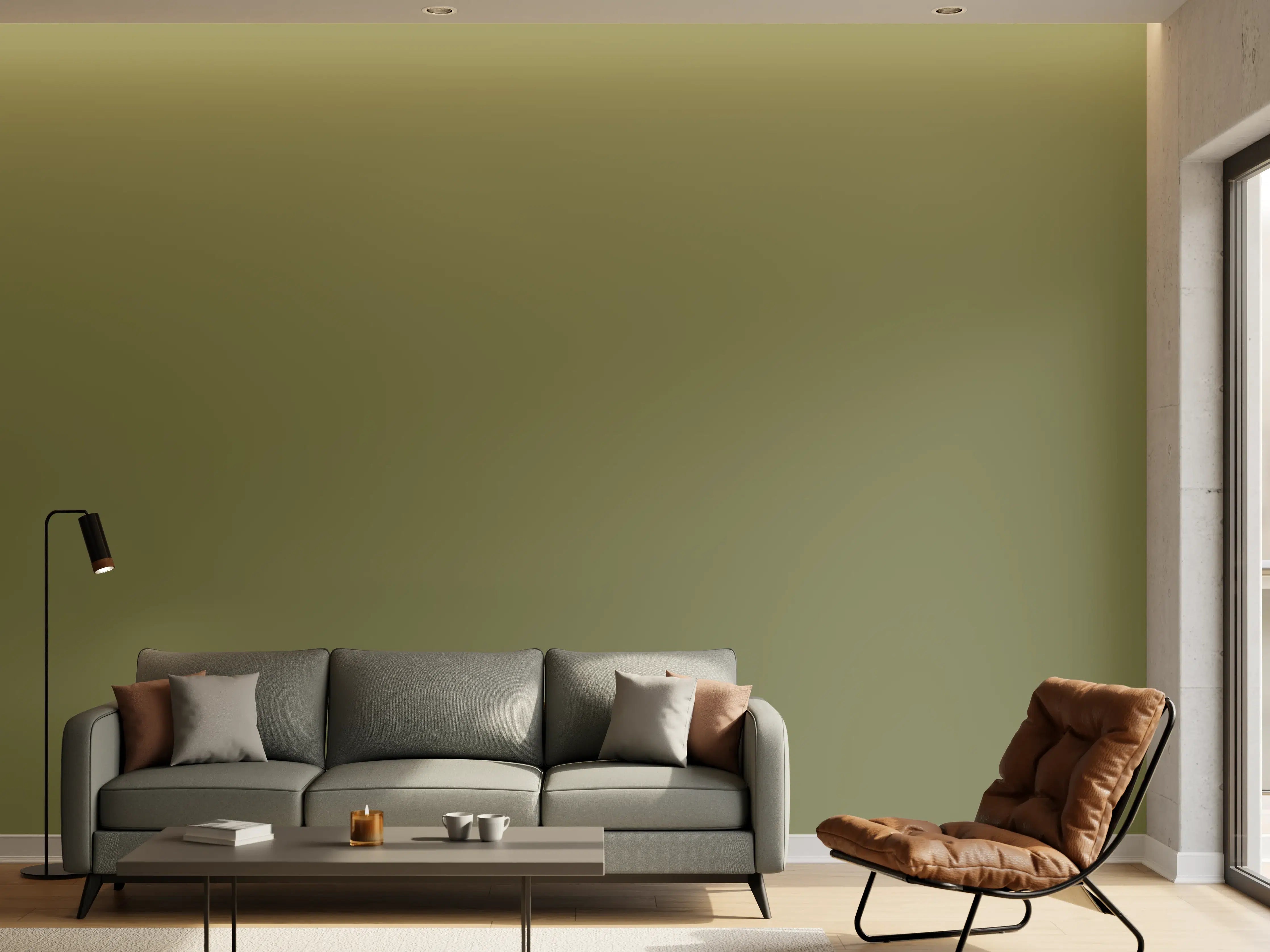 Wandverkleidung Wohnzimmer - RAL 6013 (Schilfgrün)