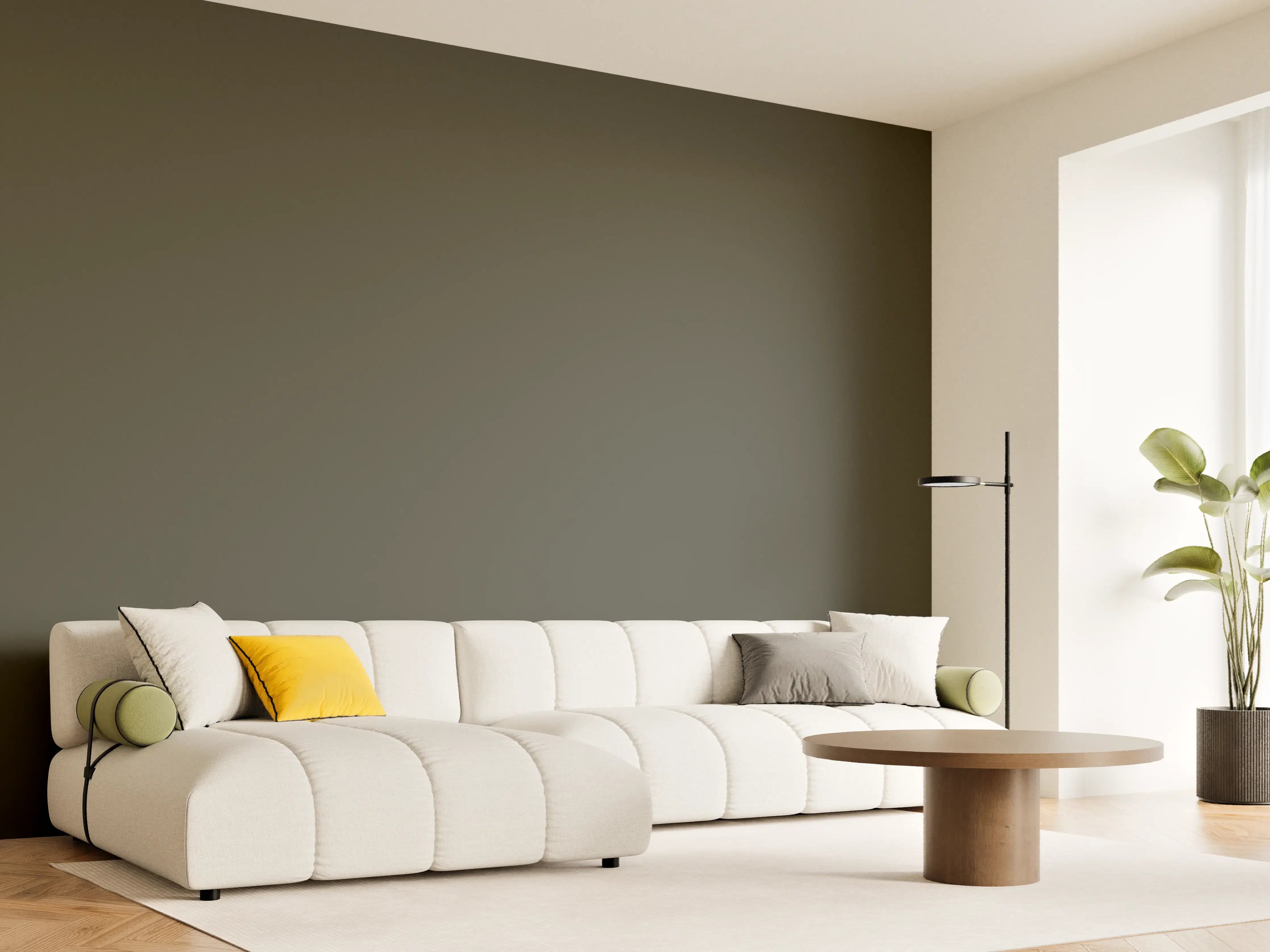 Wandverkleidung Wohnzimmer - RAL 6014 (Gelboliv)