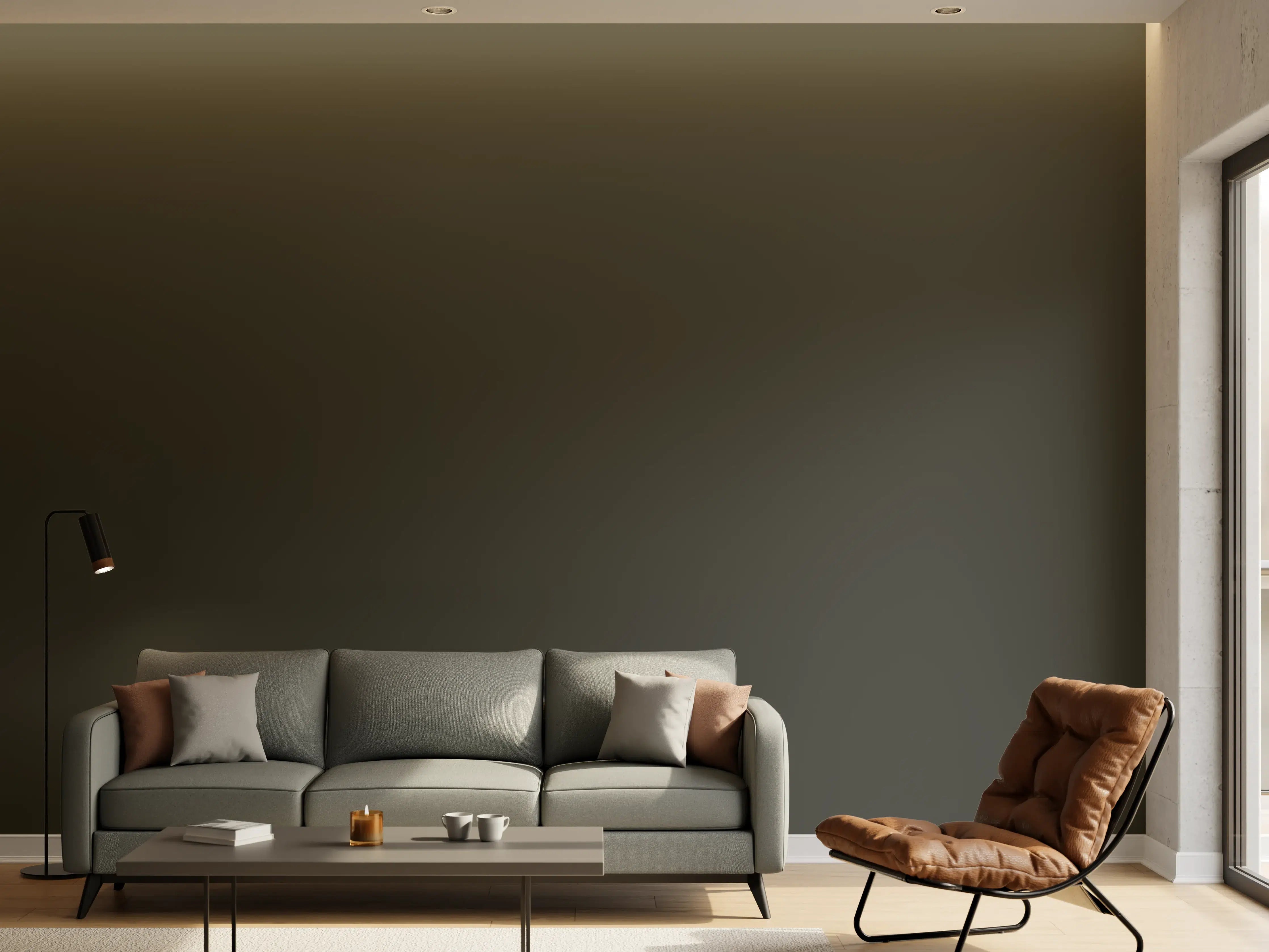 Wandverkleidung Wohnzimmer - RAL 6015 (Schwarzoliv)