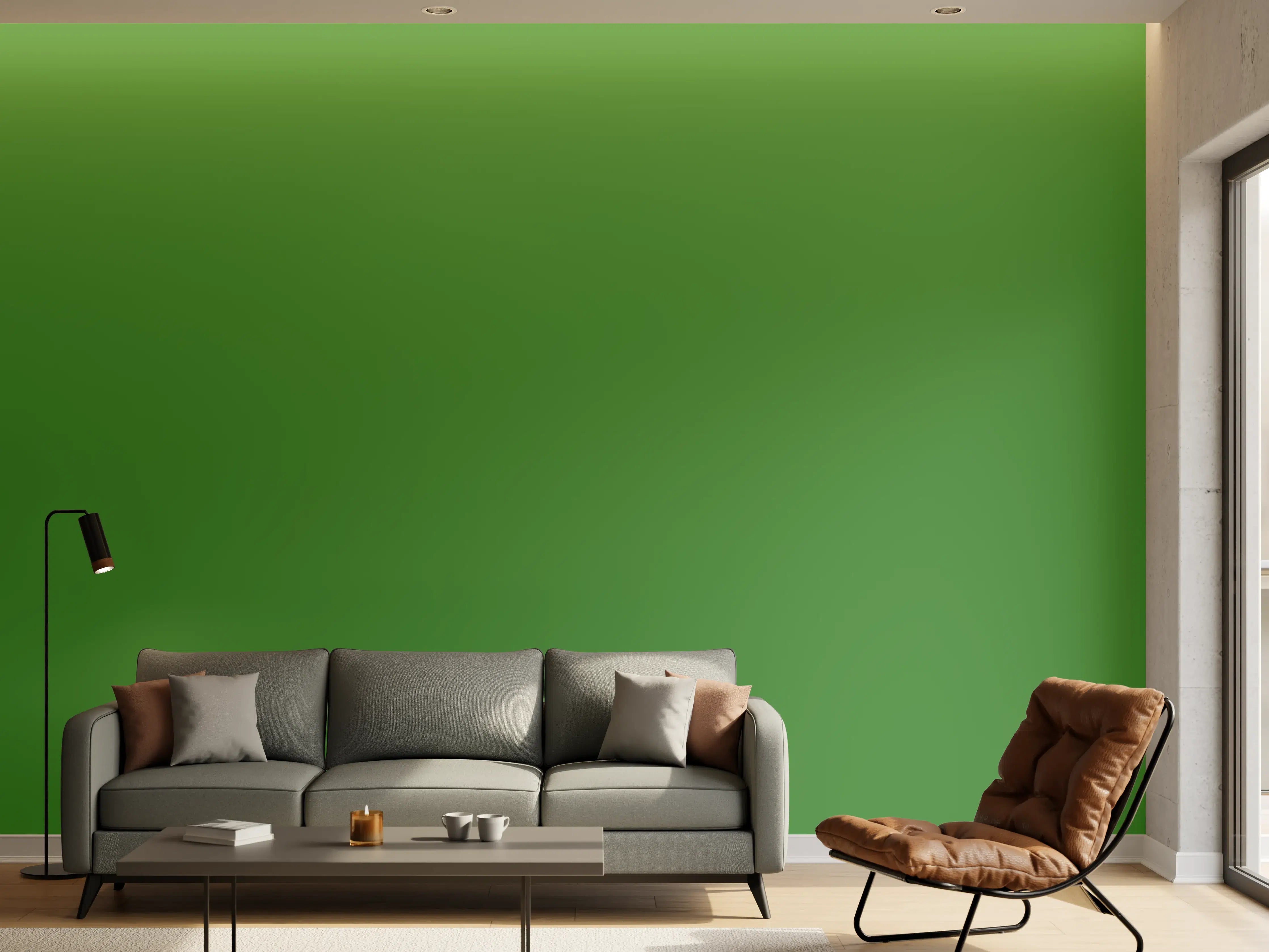 Wandverkleidung Wohnzimmer - RAL 6017 (Maigrün)