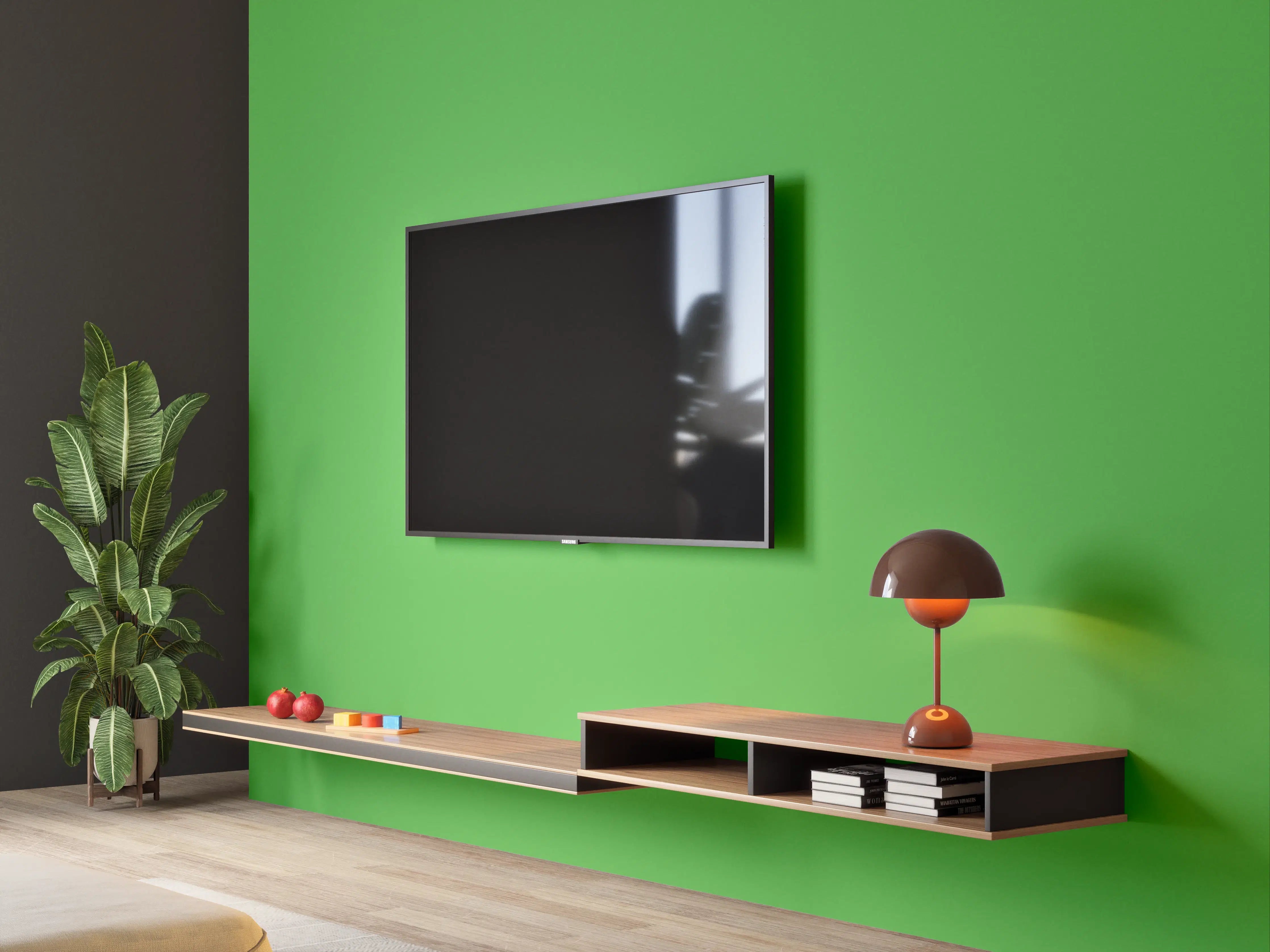 Wandverkleidung Wohnzimmer - RAL 6018 (Gelbgrün)