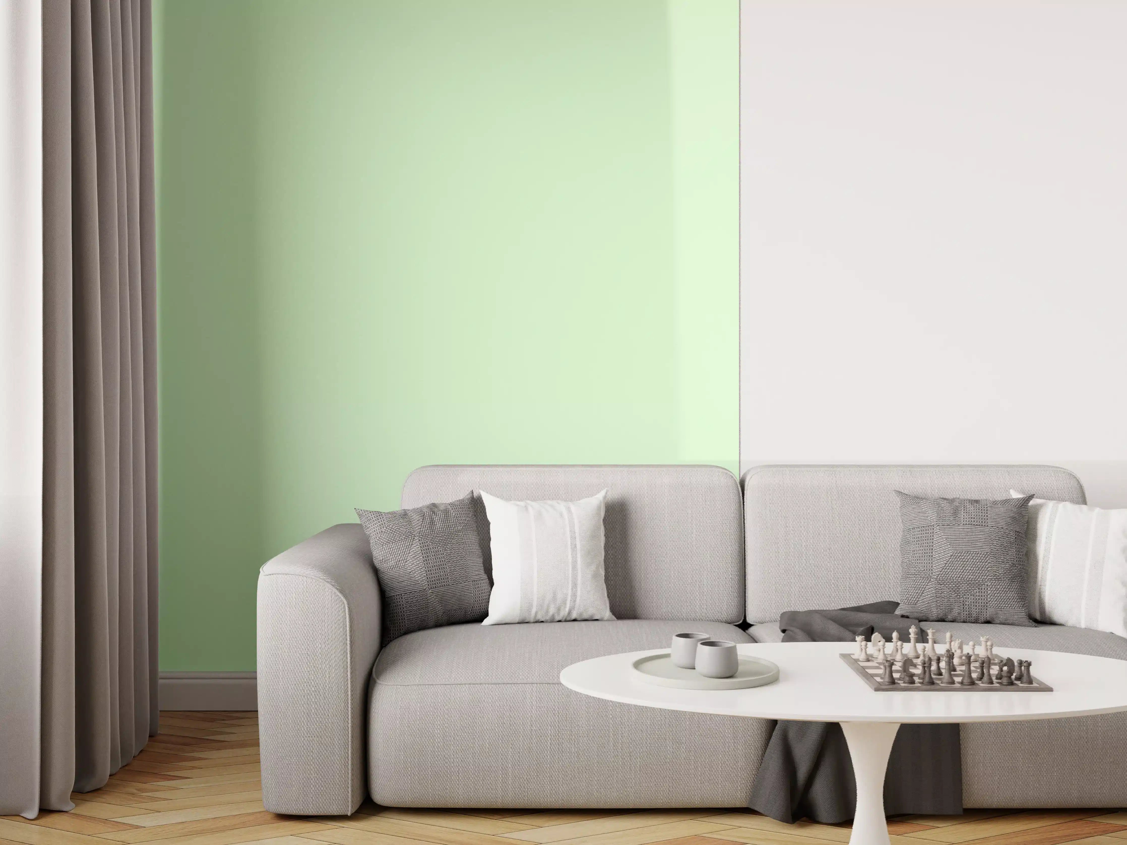 Wandverkleidung Wohnzimmer - RAL 6019 (pastellgrün)