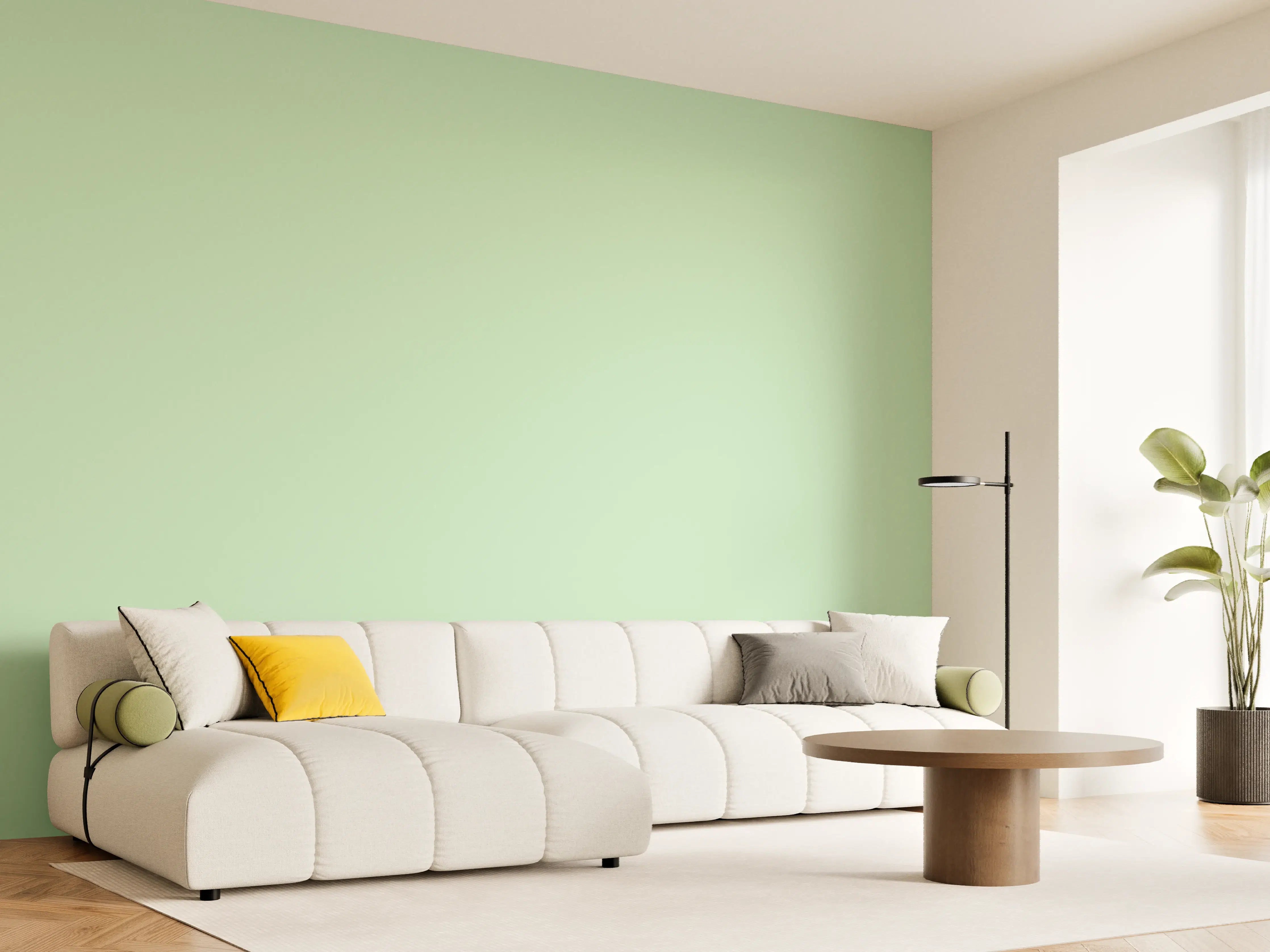 Wandverkleidung Wohnzimmer - RAL 6019 (pastellgrün)