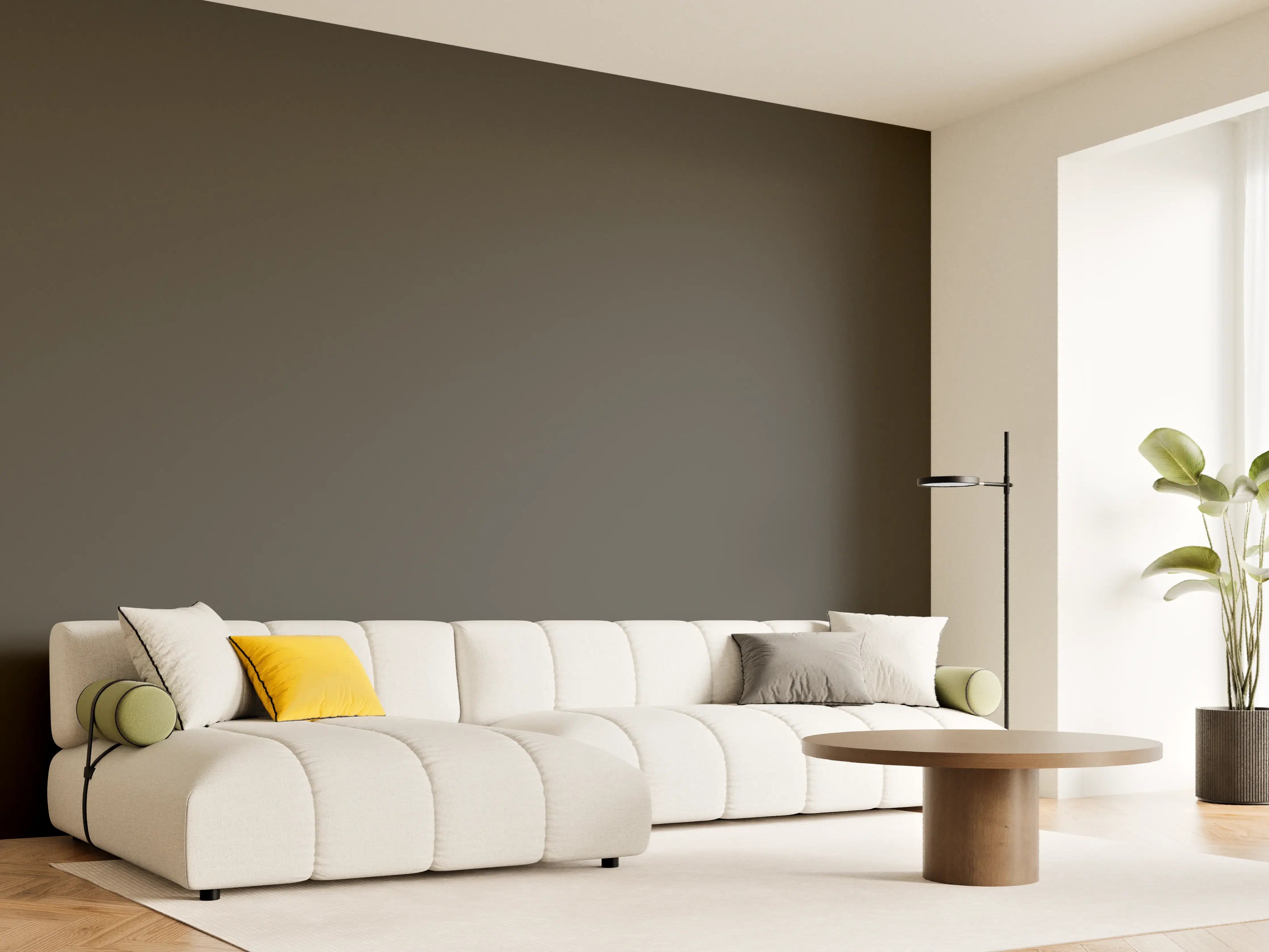 Wandverkleidung Wohnzimmer - RAL 6022 (Braunoliv)